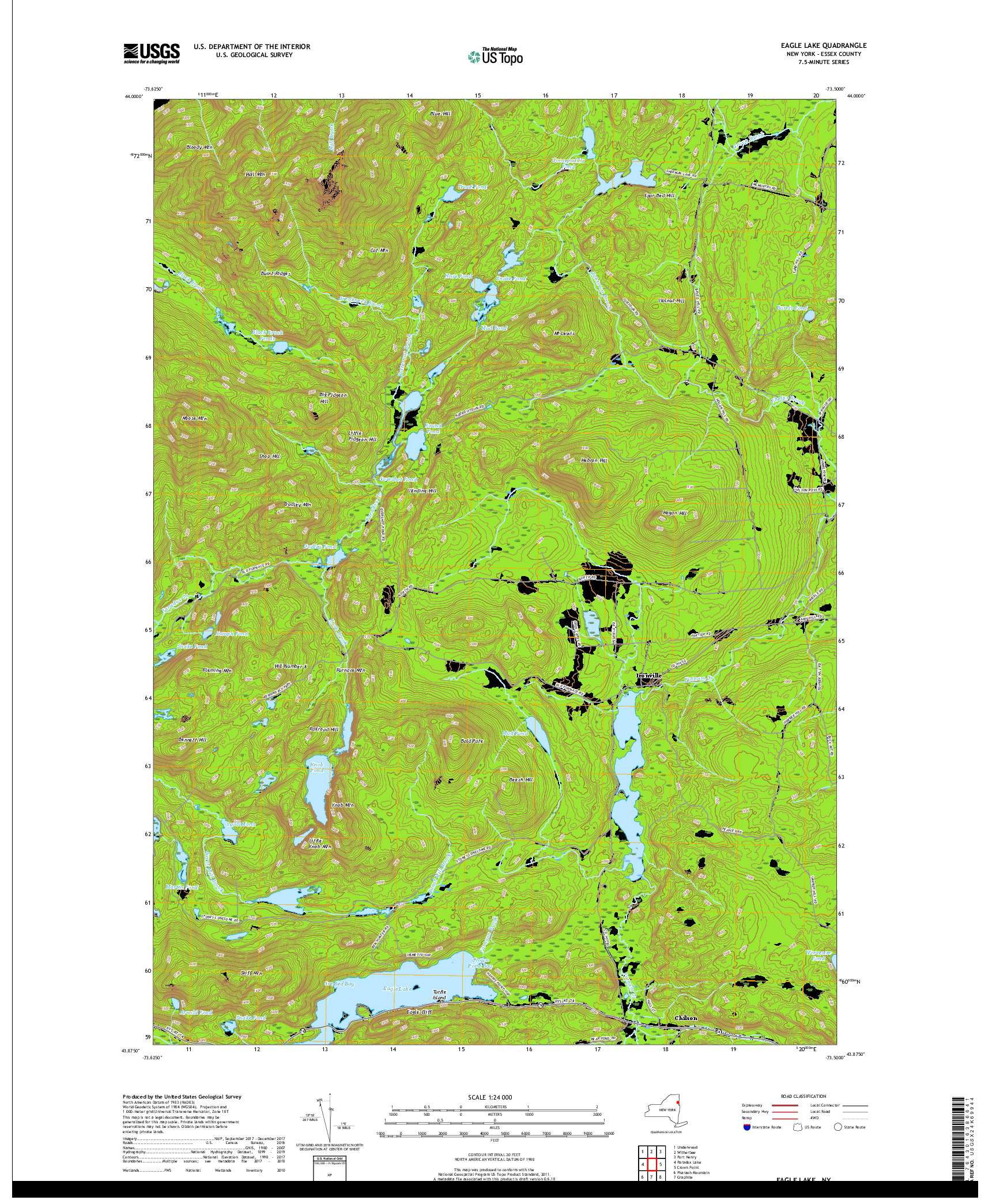 USGS US TOPO 7.5-MINUTE MAP FOR EAGLE LAKE, NY 2019