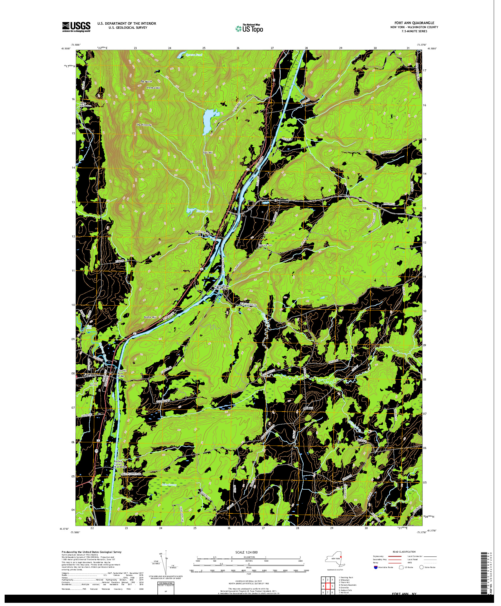 USGS US TOPO 7.5-MINUTE MAP FOR FORT ANN, NY 2019