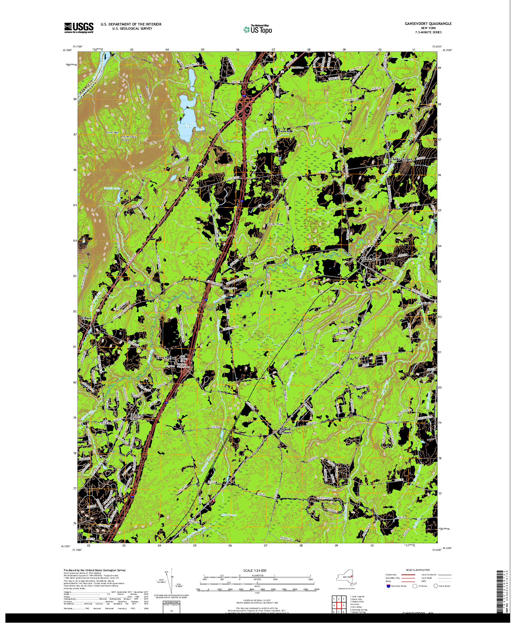 USGS US TOPO 7.5-MINUTE MAP FOR GANSEVOORT, NY 2019