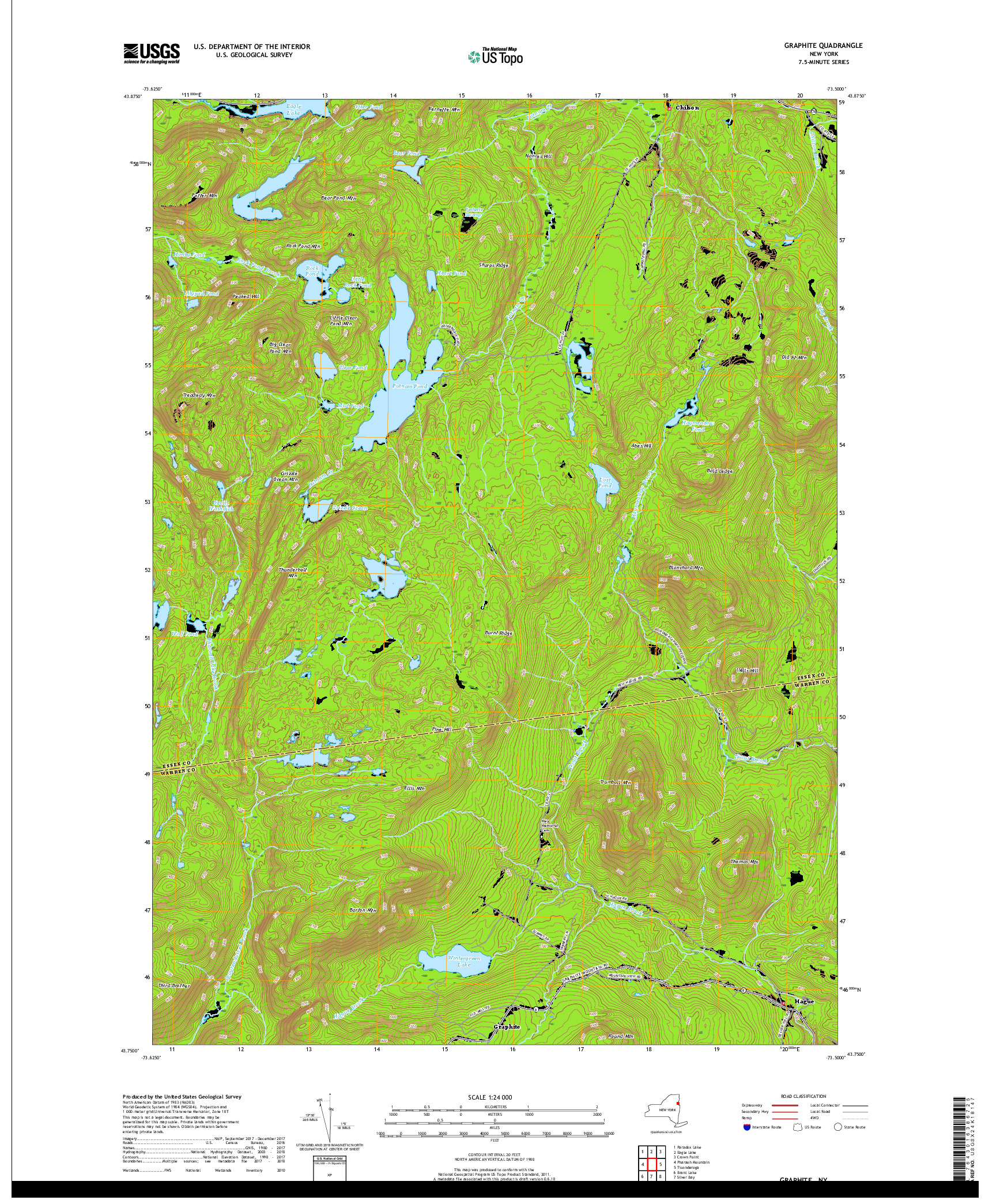 USGS US TOPO 7.5-MINUTE MAP FOR GRAPHITE, NY 2019