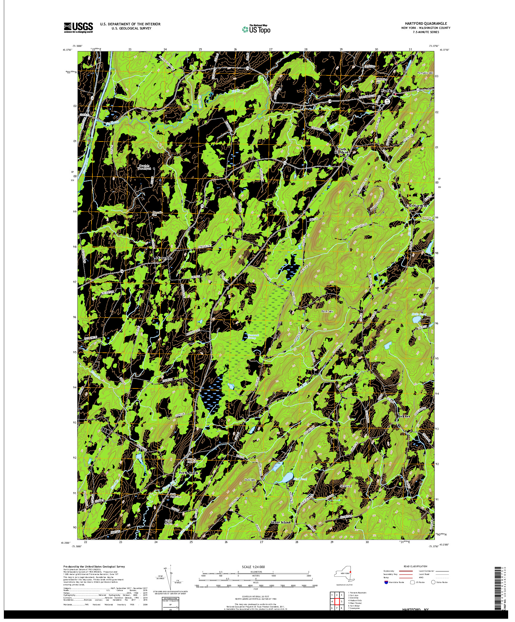 USGS US TOPO 7.5-MINUTE MAP FOR HARTFORD, NY 2019