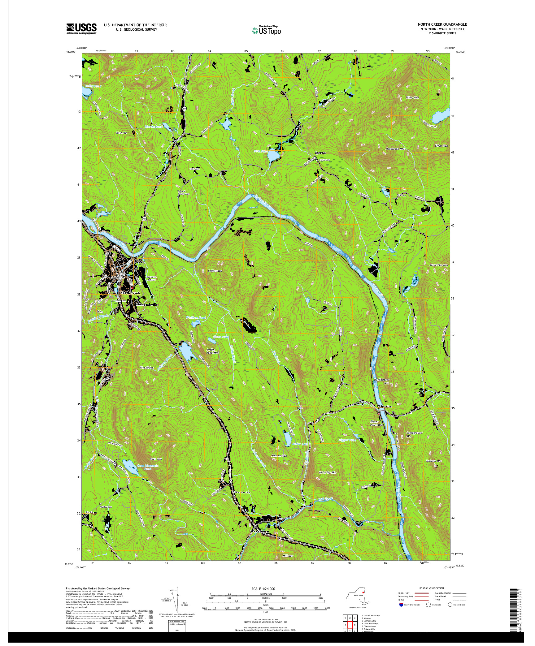 USGS US TOPO 7.5-MINUTE MAP FOR NORTH CREEK, NY 2019