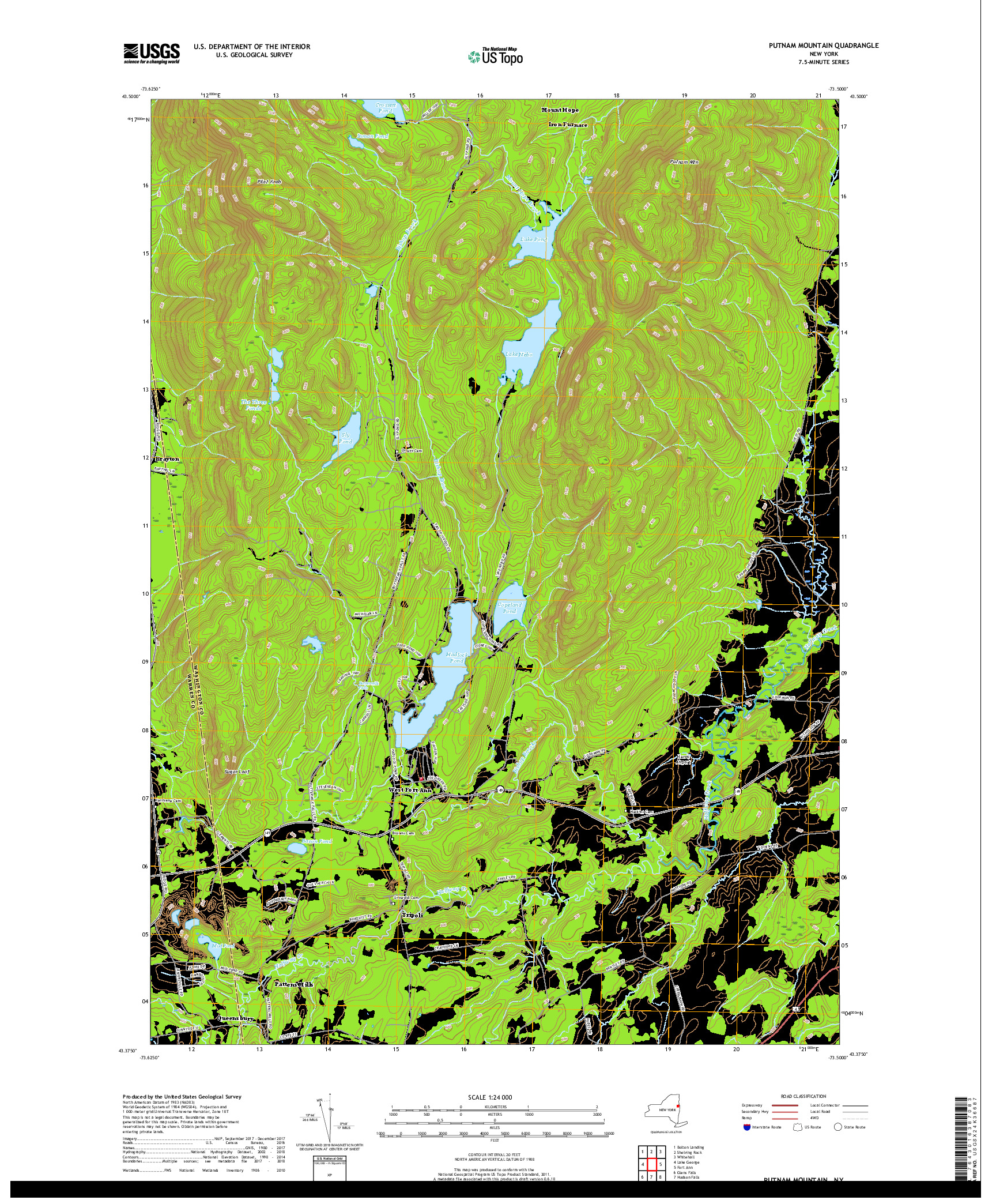 USGS US TOPO 7.5-MINUTE MAP FOR PUTNAM MOUNTAIN, NY 2019