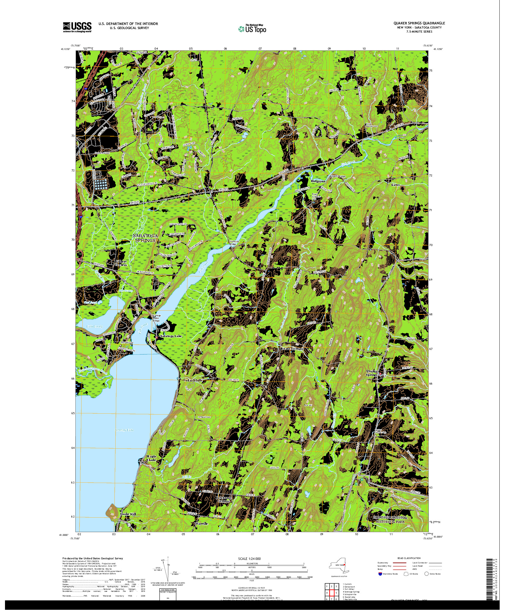 USGS US TOPO 7.5-MINUTE MAP FOR QUAKER SPRINGS, NY 2019