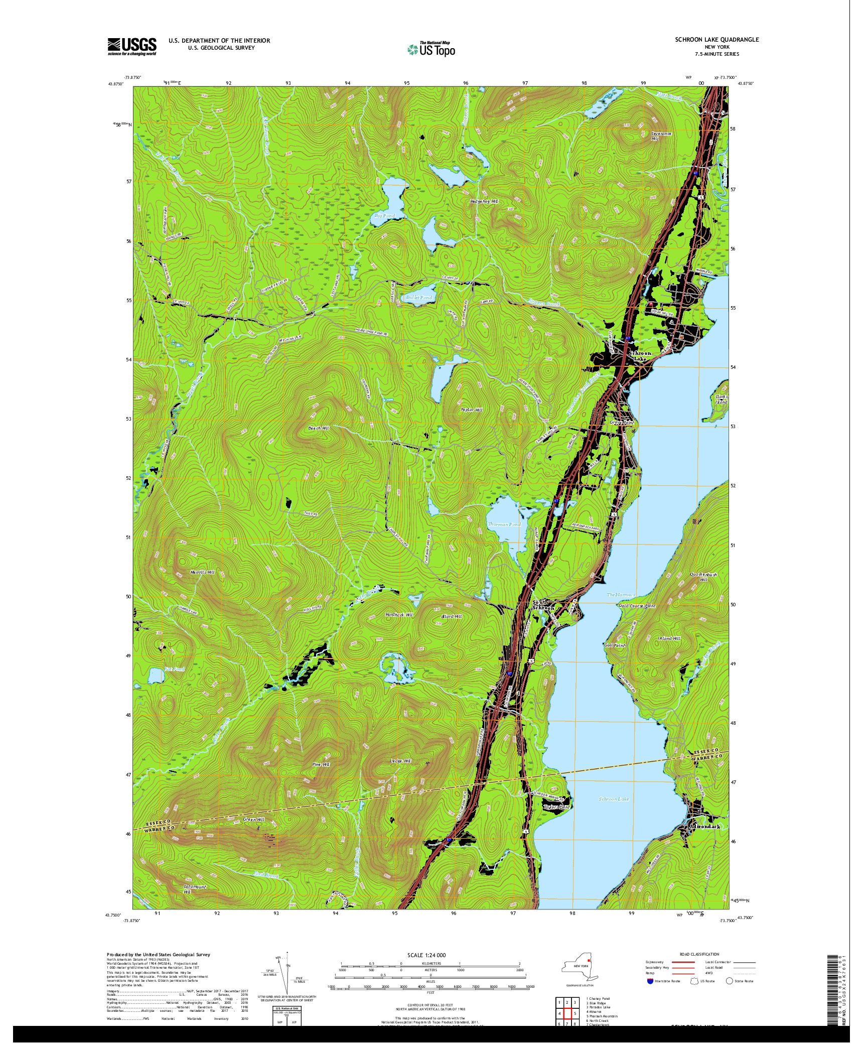 USGS US TOPO 7.5-MINUTE MAP FOR SCHROON LAKE, NY 2019