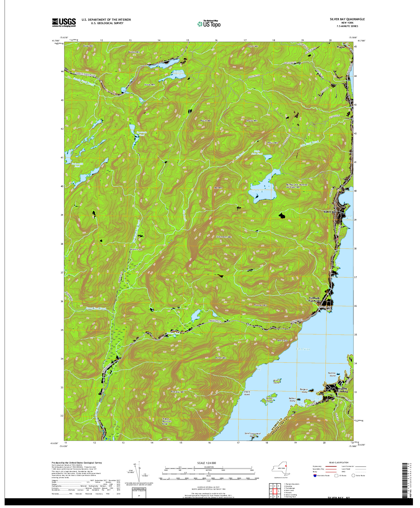 USGS US TOPO 7.5-MINUTE MAP FOR SILVER BAY, NY 2019