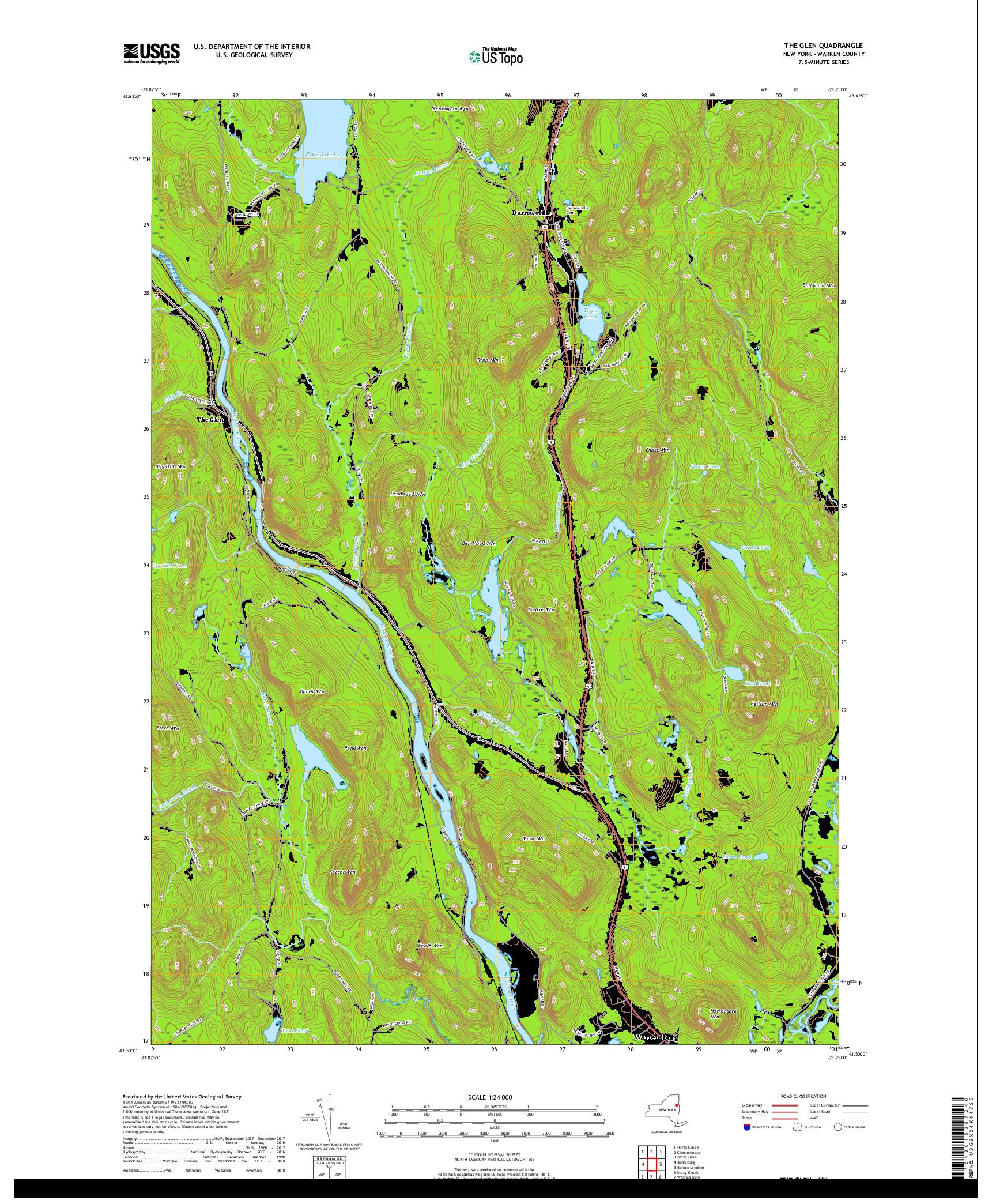 USGS US TOPO 7.5-MINUTE MAP FOR THE GLEN, NY 2019