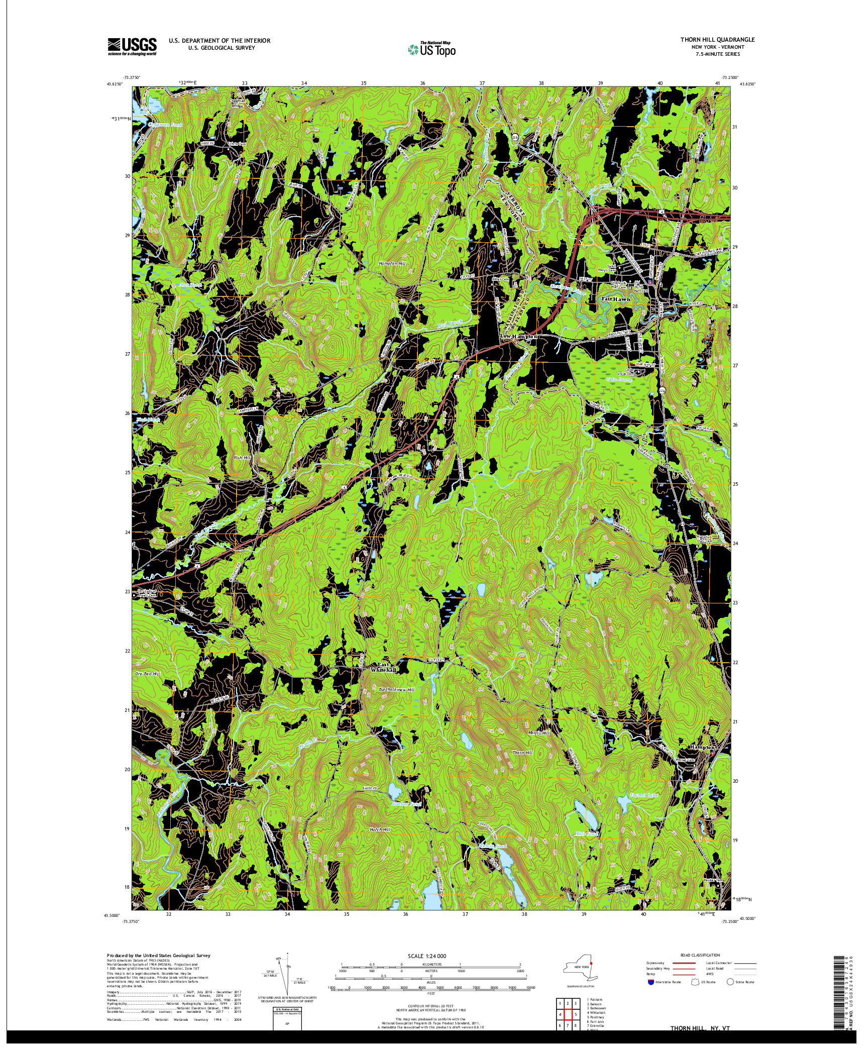 USGS US TOPO 7.5-MINUTE MAP FOR THORN HILL, NY,VT 2019