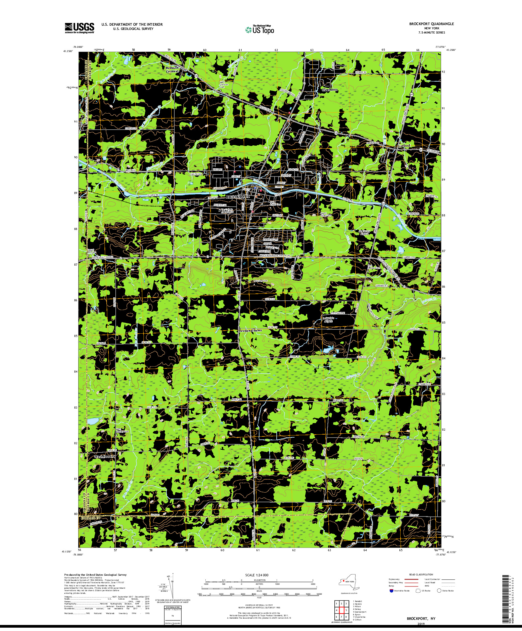 USGS US TOPO 7.5-MINUTE MAP FOR BROCKPORT, NY 2019