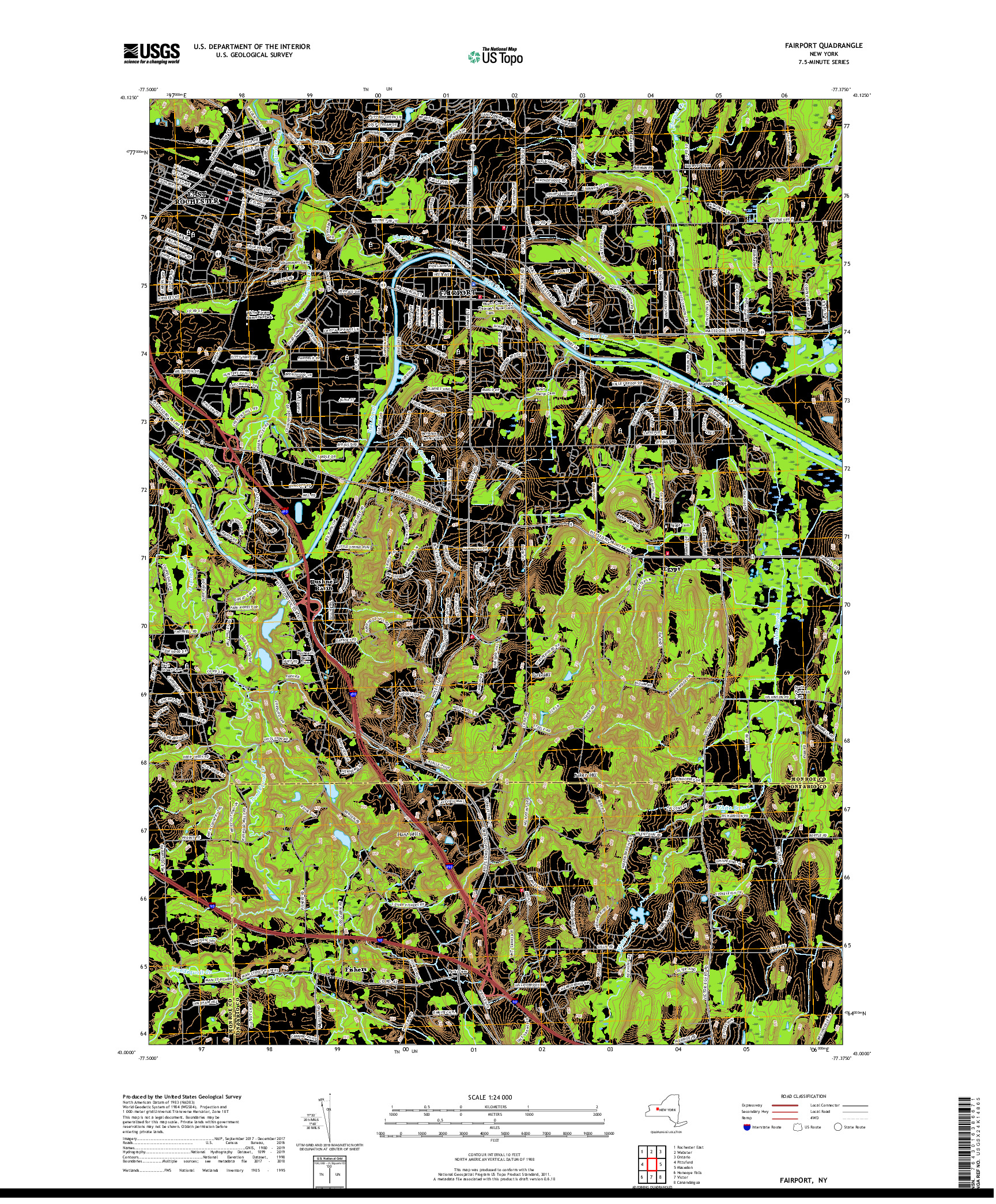 USGS US TOPO 7.5-MINUTE MAP FOR FAIRPORT, NY 2019
