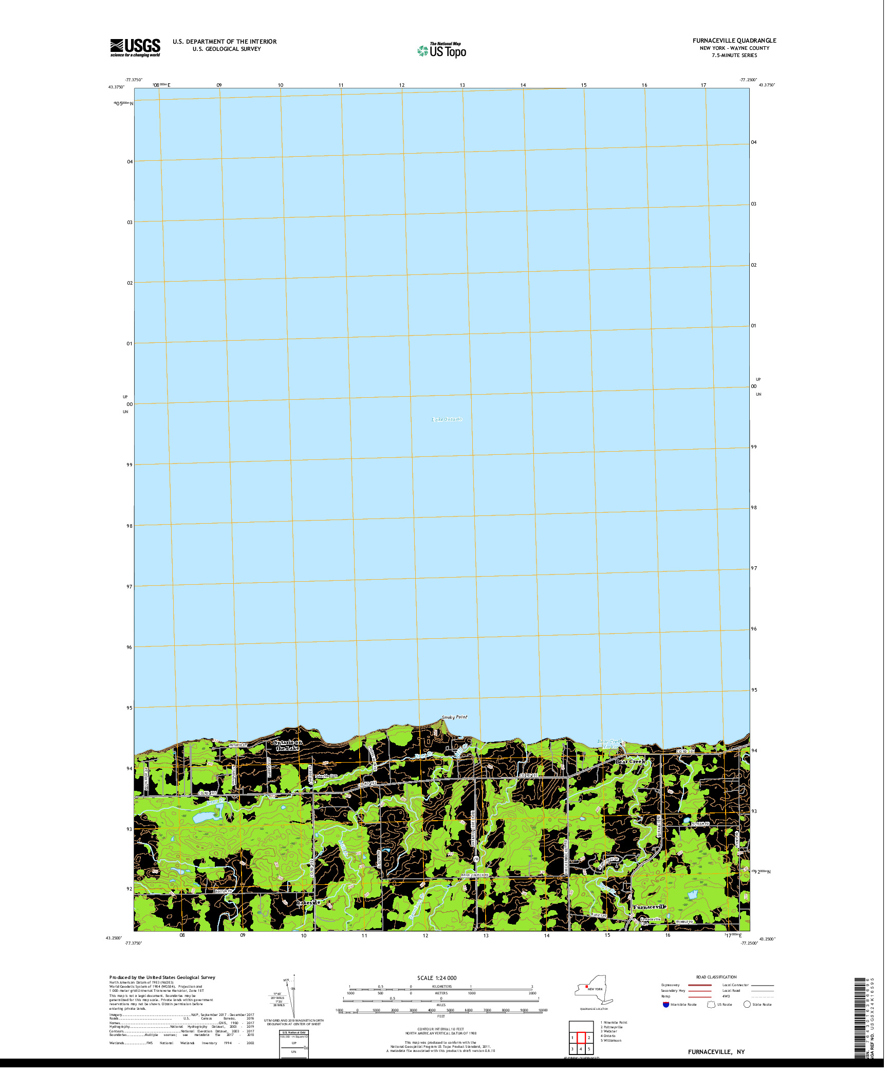 USGS US TOPO 7.5-MINUTE MAP FOR FURNACEVILLE, NY 2019