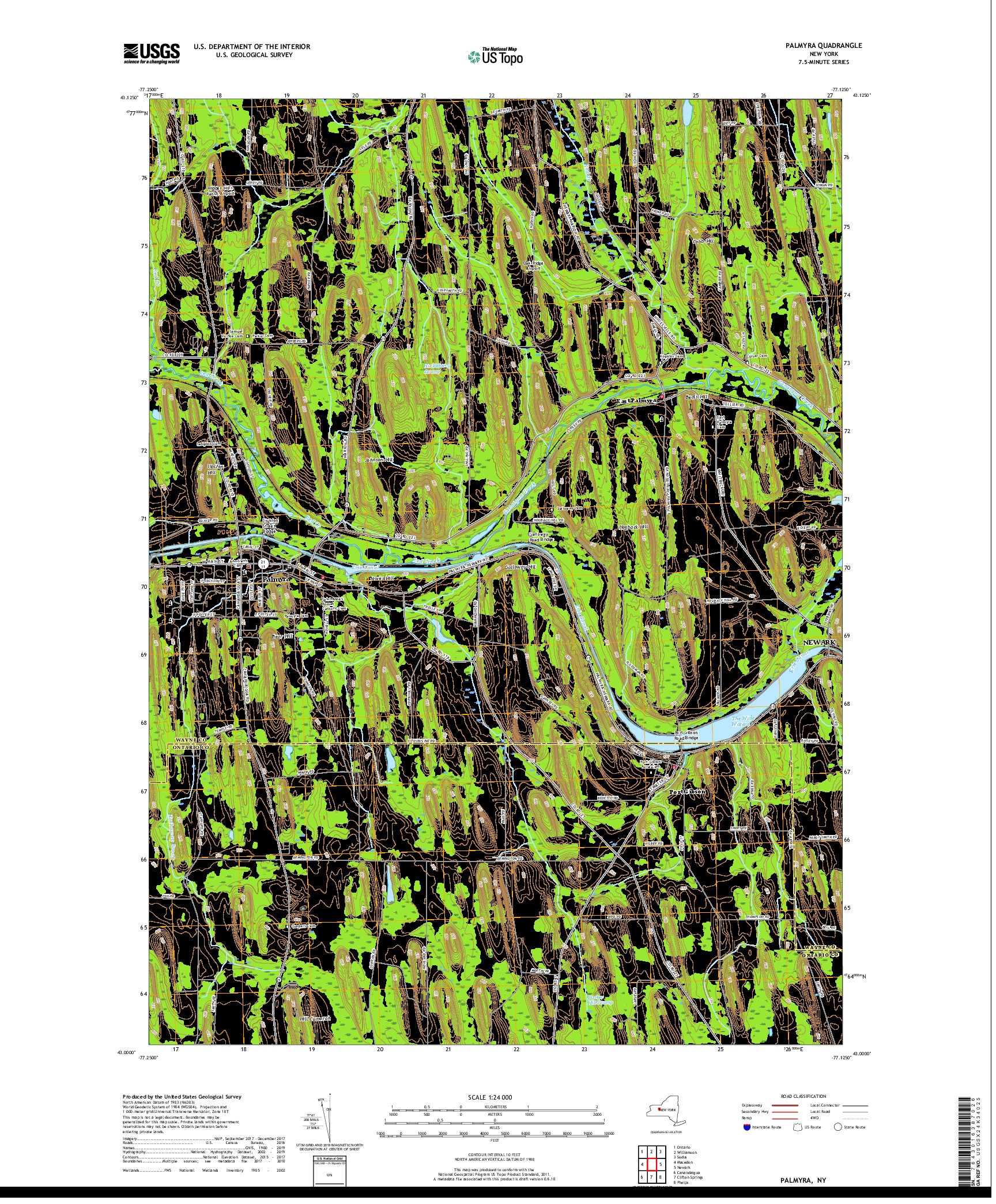 USGS US TOPO 7.5-MINUTE MAP FOR PALMYRA, NY 2019