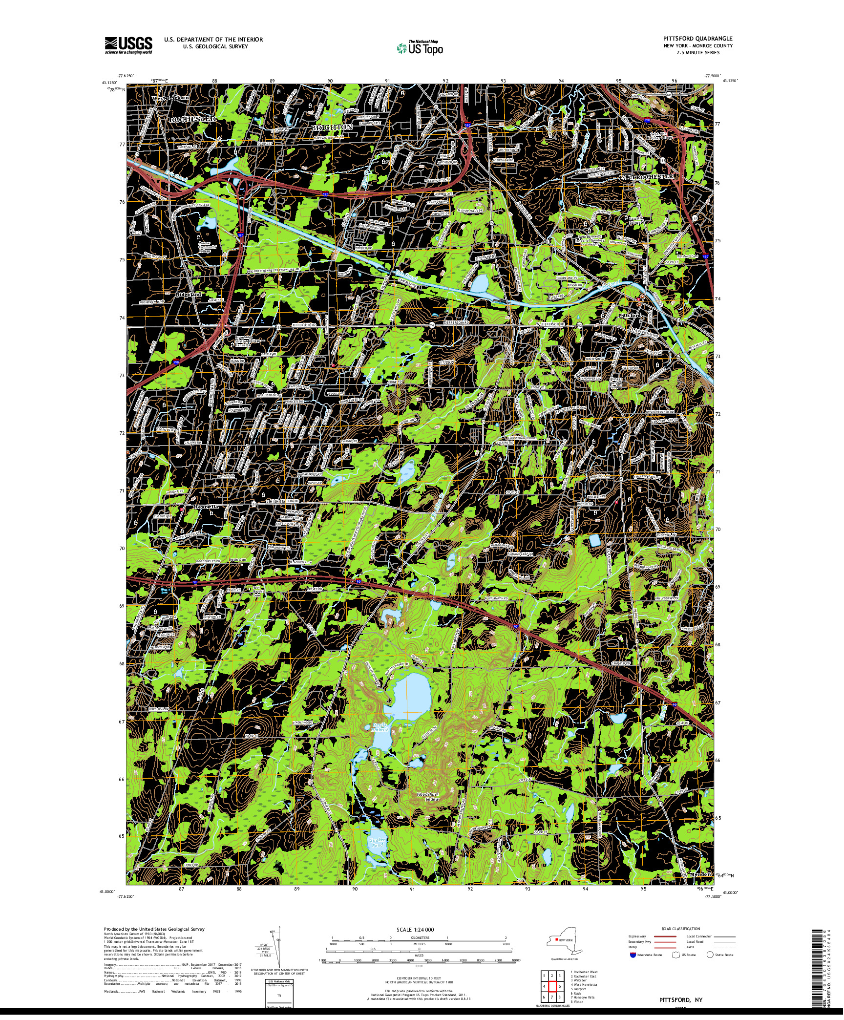 USGS US TOPO 7.5-MINUTE MAP FOR PITTSFORD, NY 2019