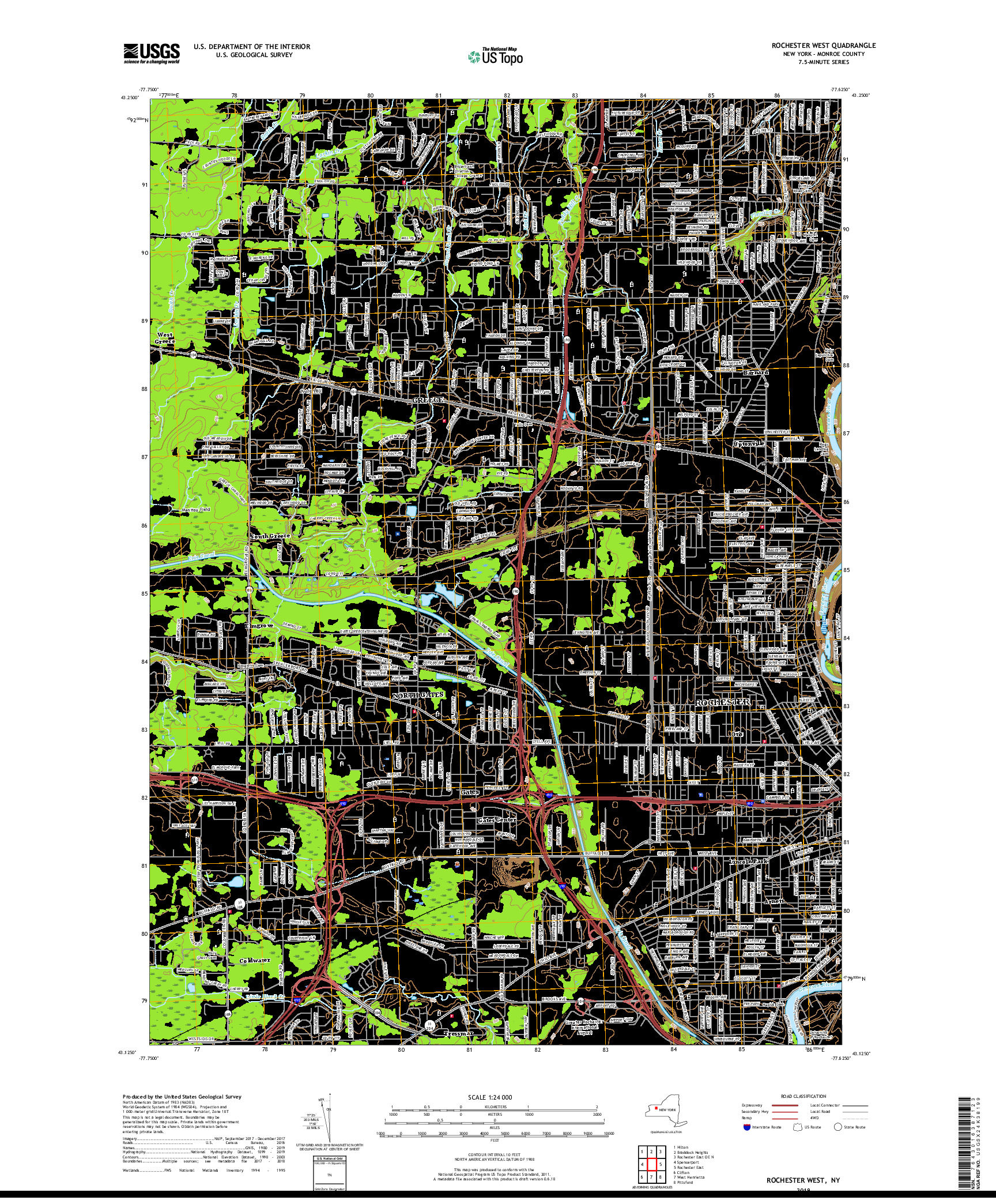 USGS US TOPO 7.5-MINUTE MAP FOR ROCHESTER WEST, NY 2019