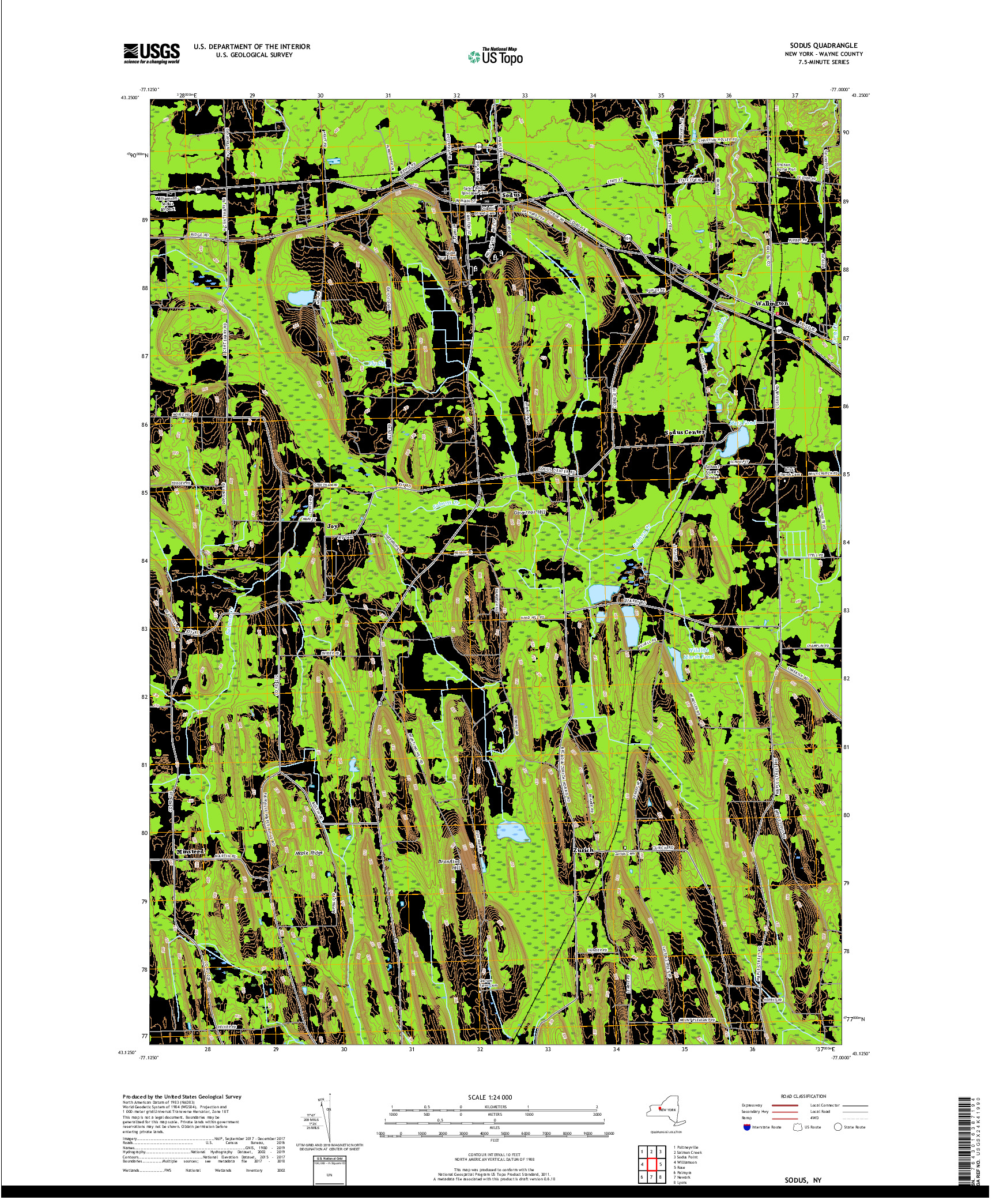 USGS US TOPO 7.5-MINUTE MAP FOR SODUS, NY 2019