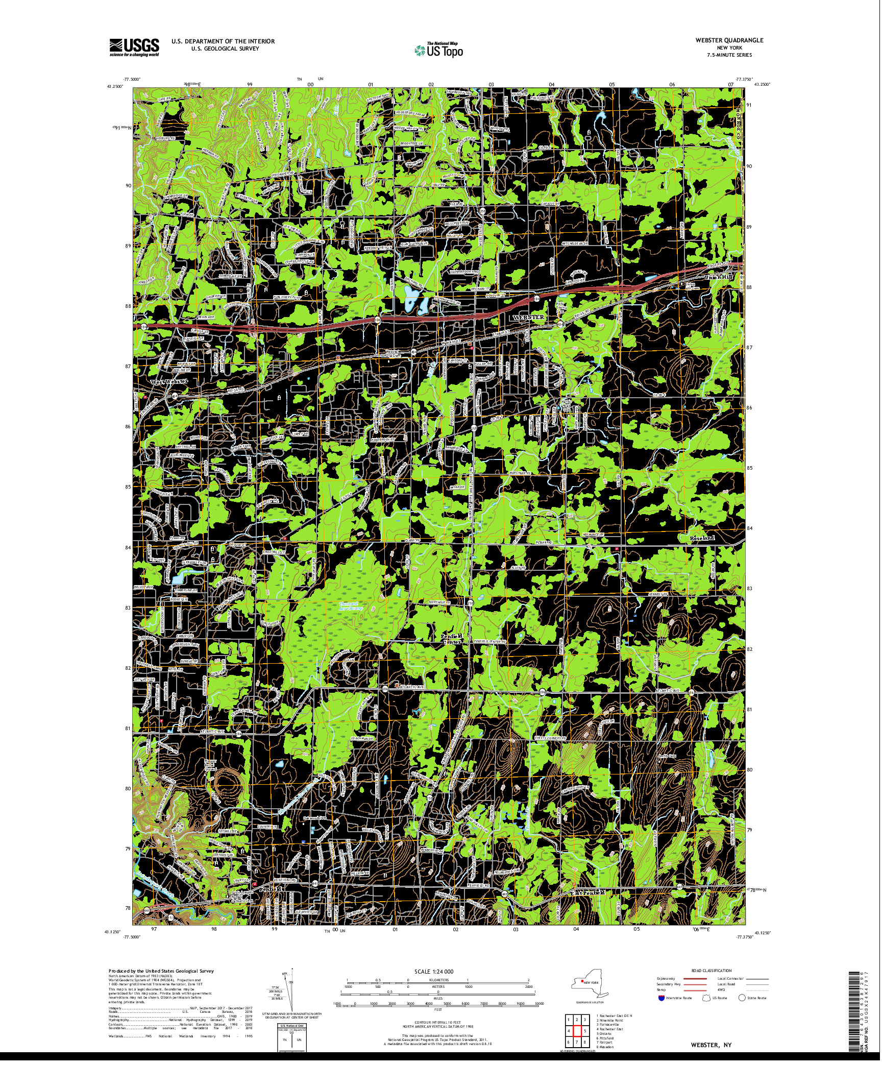 USGS US TOPO 7.5-MINUTE MAP FOR WEBSTER, NY 2019