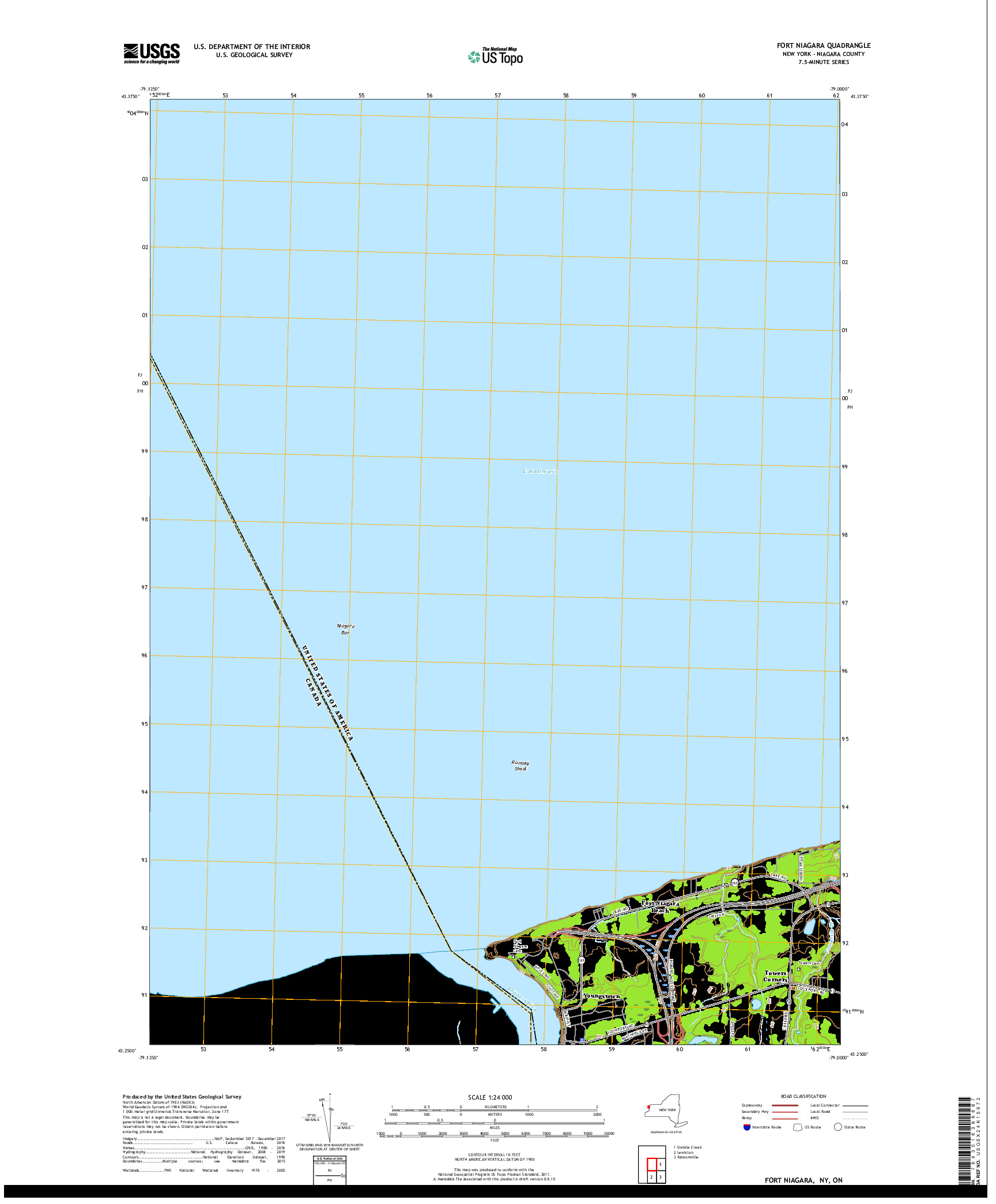 USGS US TOPO 7.5-MINUTE MAP FOR FORT NIAGARA, NY,ON 2019