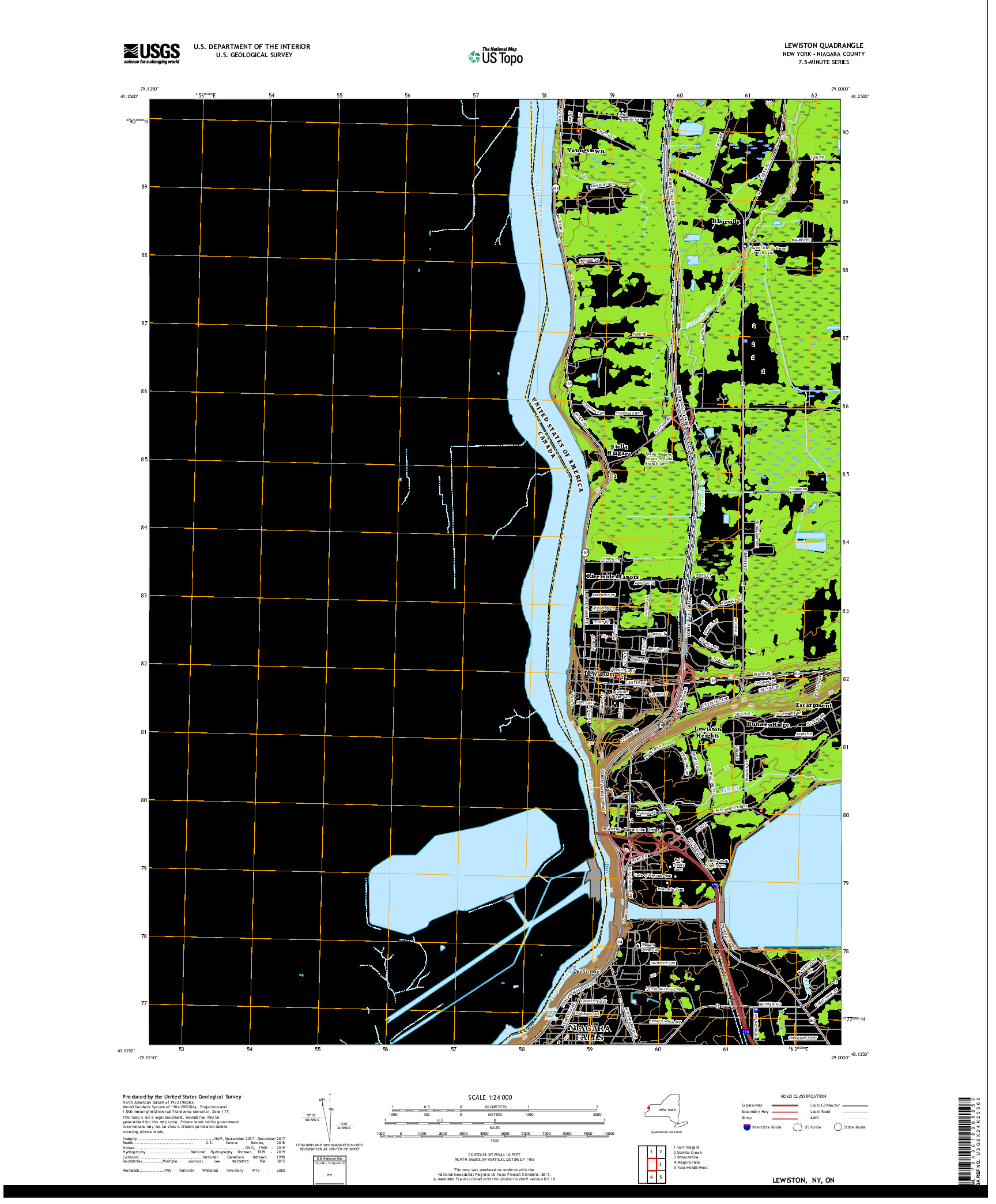 USGS US TOPO 7.5-MINUTE MAP FOR LEWISTON, NY,ON 2019