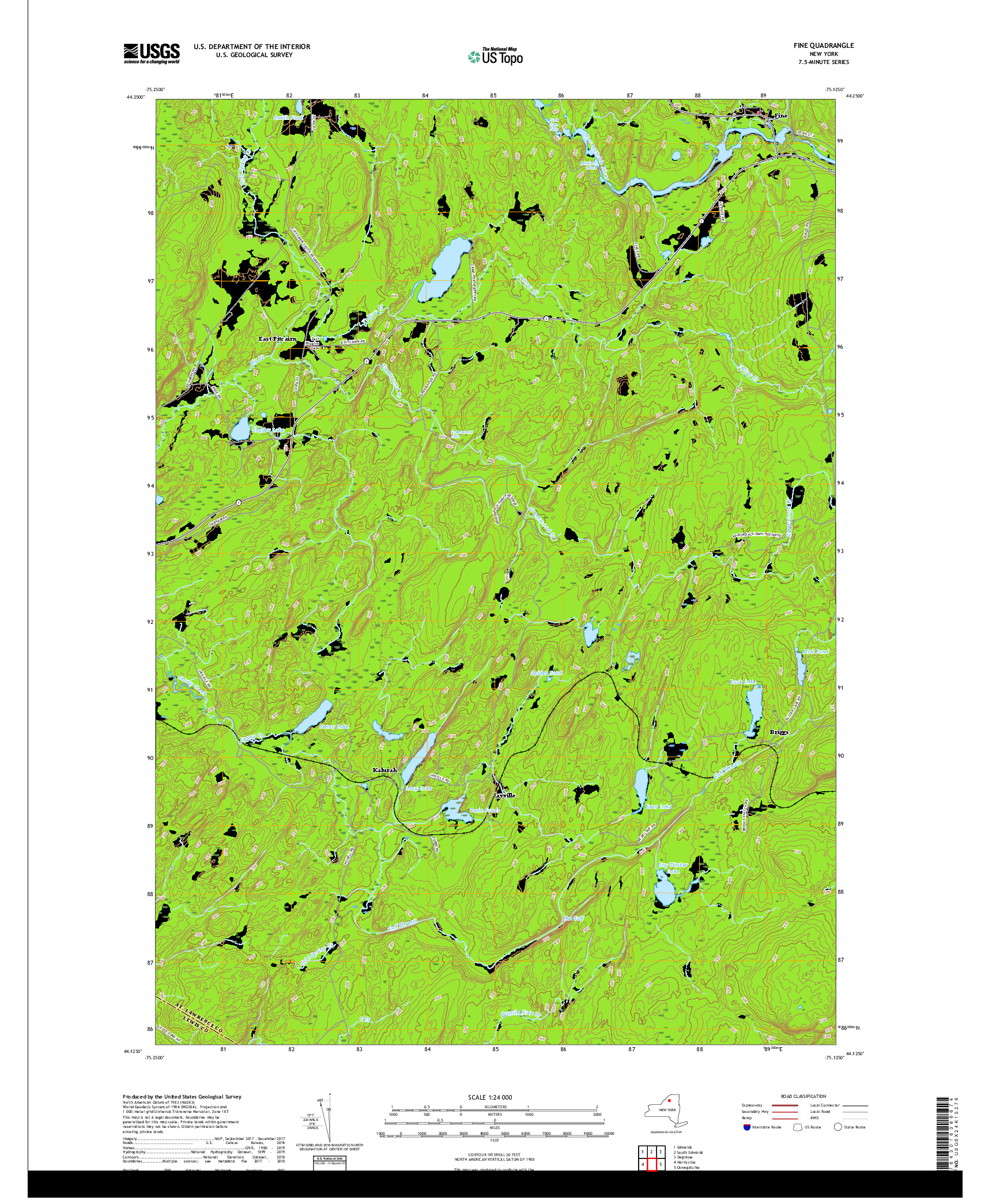 USGS US TOPO 7.5-MINUTE MAP FOR FINE, NY 2019