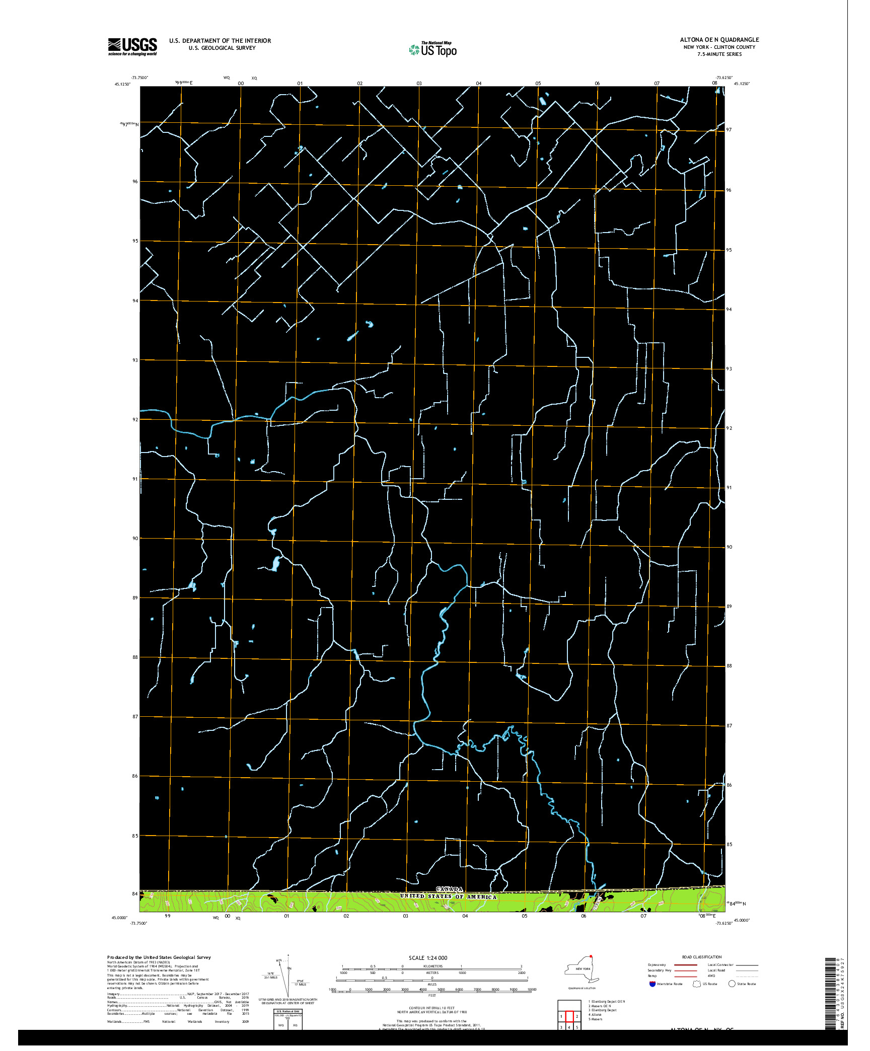 USGS US TOPO 7.5-MINUTE MAP FOR ALTONA OE N, NY,QC 2019