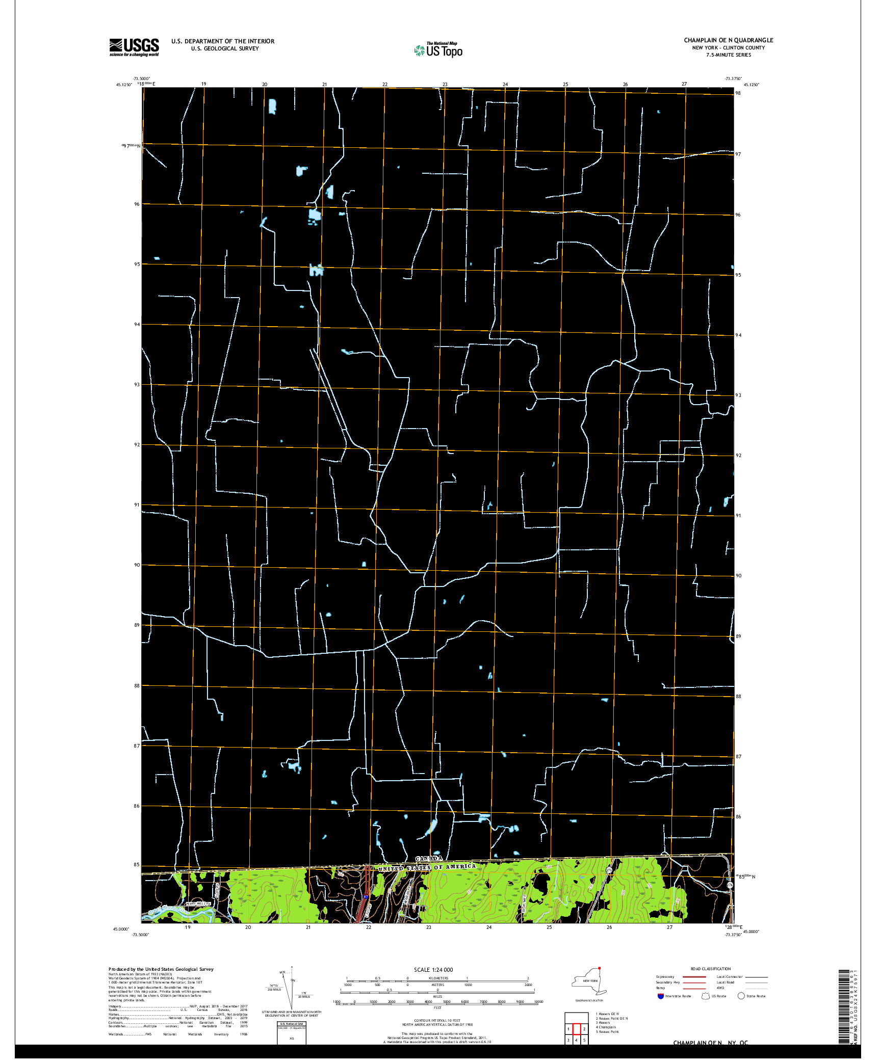 USGS US TOPO 7.5-MINUTE MAP FOR CHAMPLAIN OE N, NY,QC 2019
