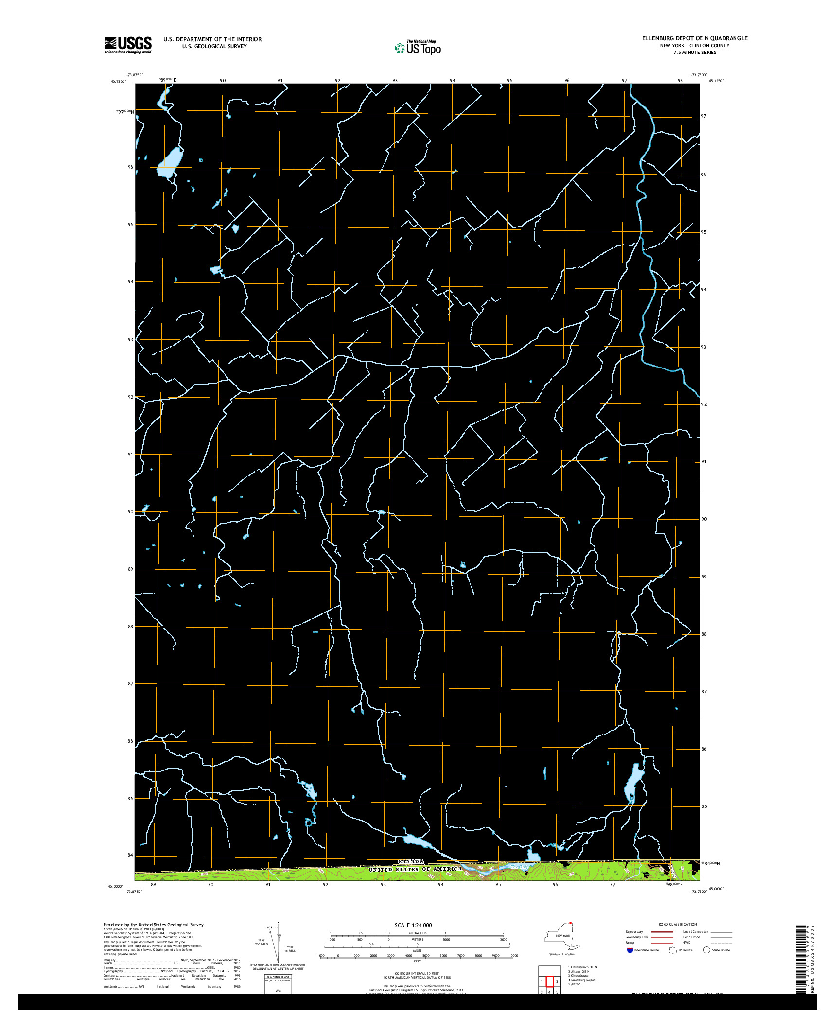 USGS US TOPO 7.5-MINUTE MAP FOR ELLENBURG DEPOT OE N, NY,QC 2019