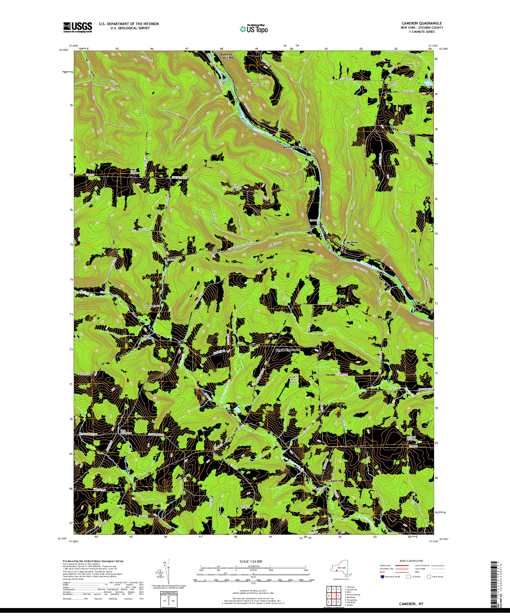 USGS US TOPO 7.5-MINUTE MAP FOR CAMERON, NY 2019