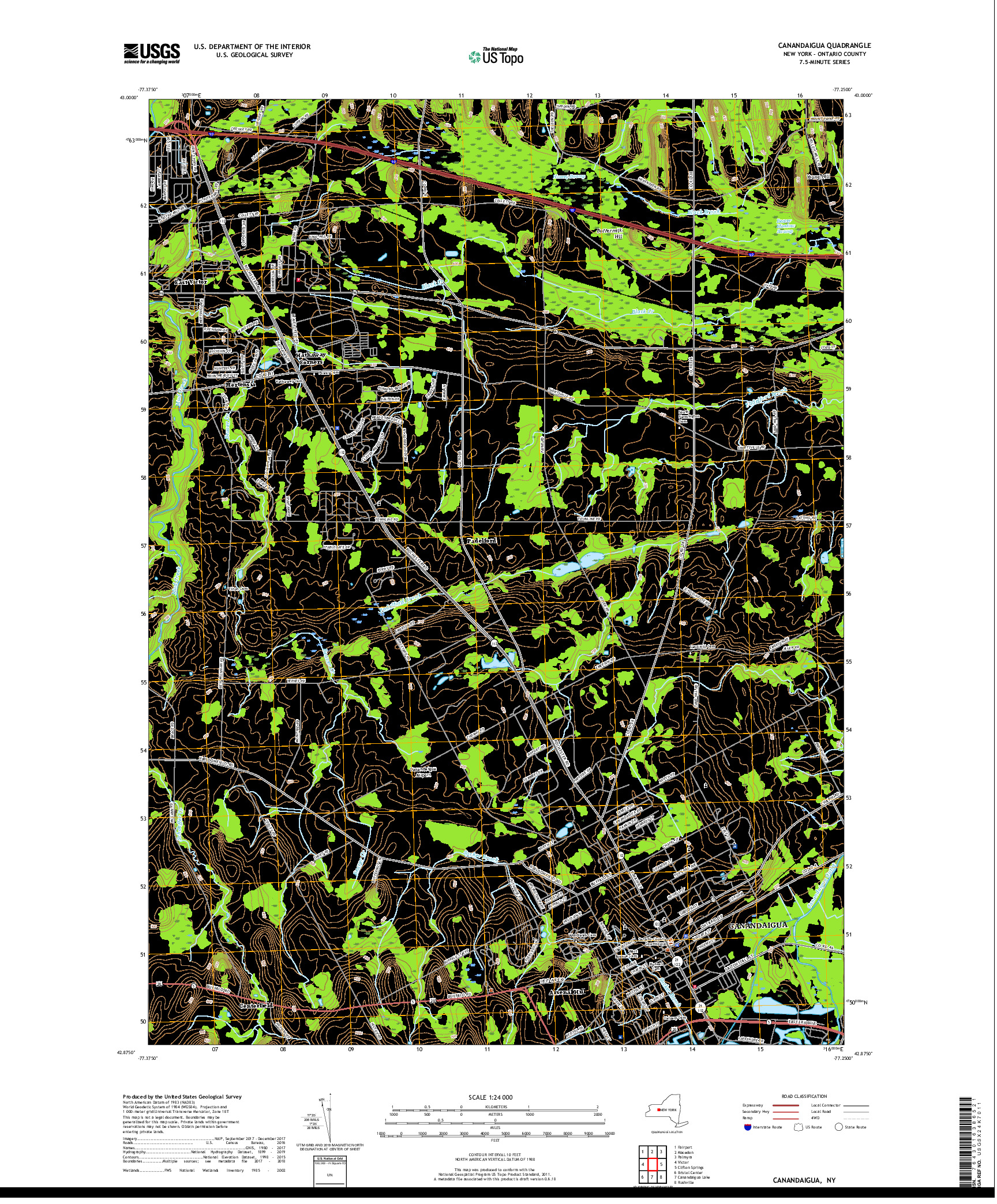 USGS US TOPO 7.5-MINUTE MAP FOR CANANDAIGUA, NY 2019
