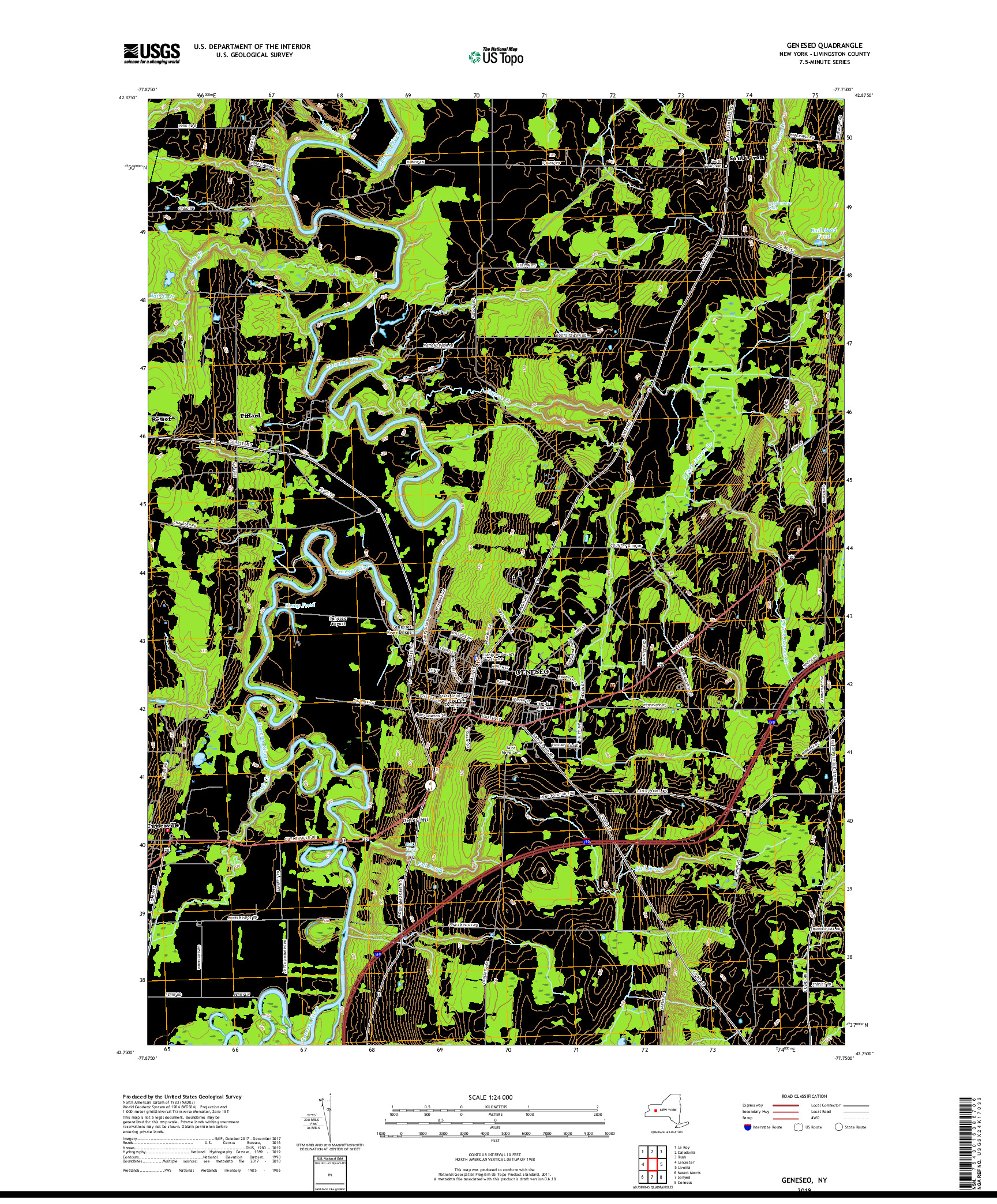 USGS US TOPO 7.5-MINUTE MAP FOR GENESEO, NY 2019