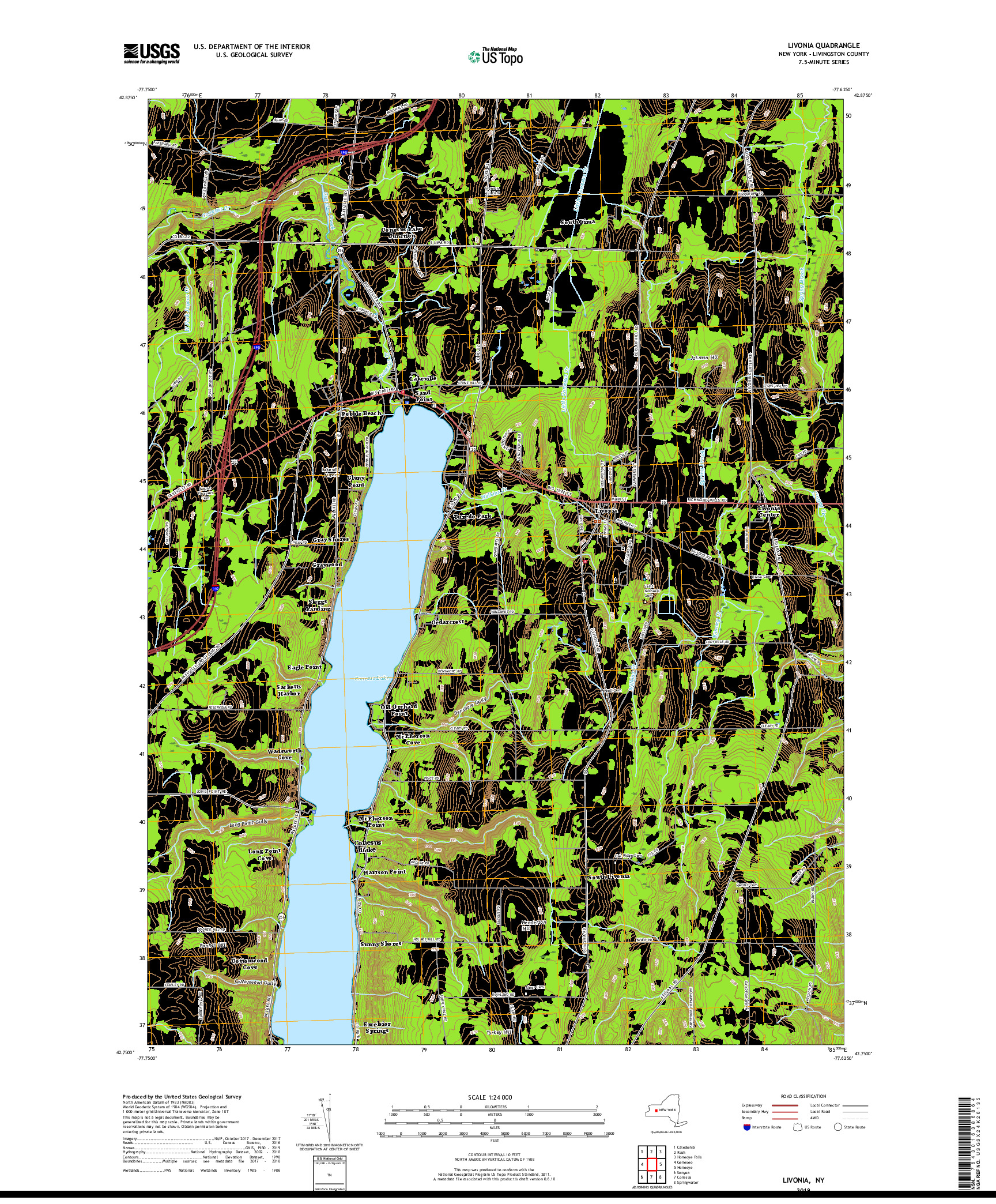 USGS US TOPO 7.5-MINUTE MAP FOR LIVONIA, NY 2019