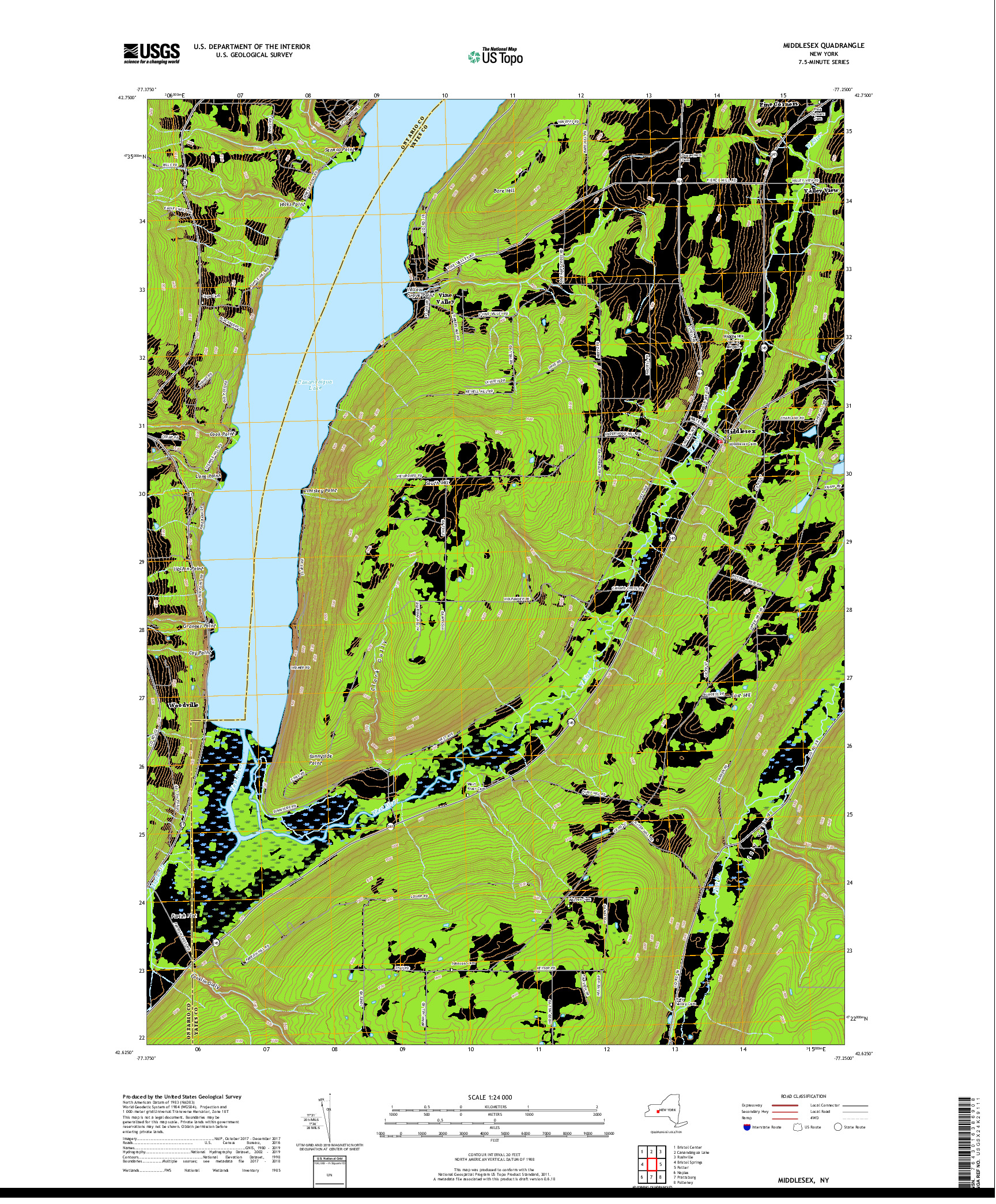 USGS US TOPO 7.5-MINUTE MAP FOR MIDDLESEX, NY 2019