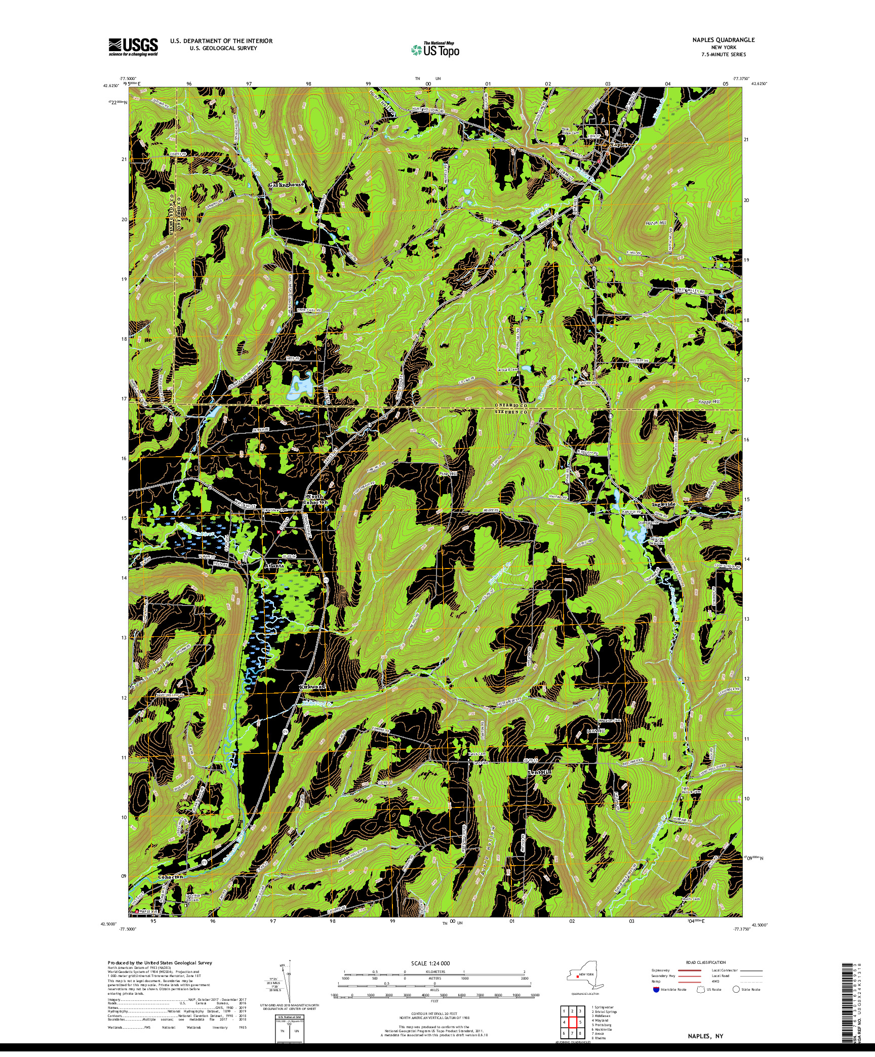 USGS US TOPO 7.5-MINUTE MAP FOR NAPLES, NY 2019