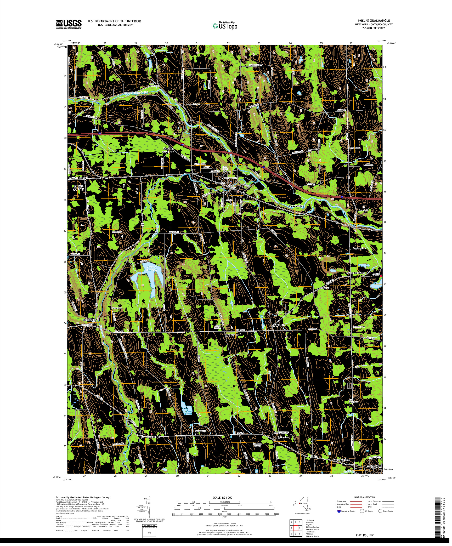 USGS US TOPO 7.5-MINUTE MAP FOR PHELPS, NY 2019