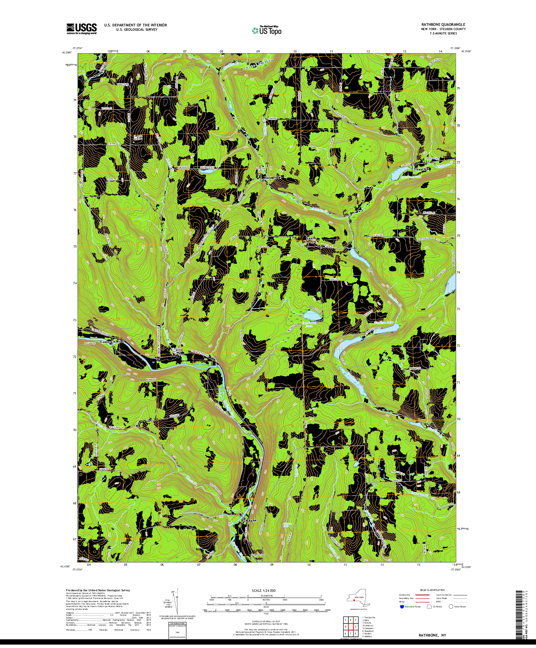 USGS US TOPO 7.5-MINUTE MAP FOR RATHBONE, NY 2019