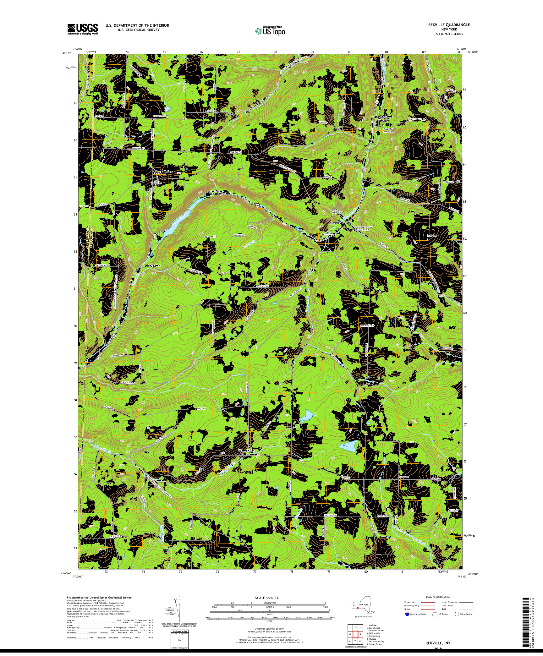 USGS US TOPO 7.5-MINUTE MAP FOR REXVILLE, NY 2019