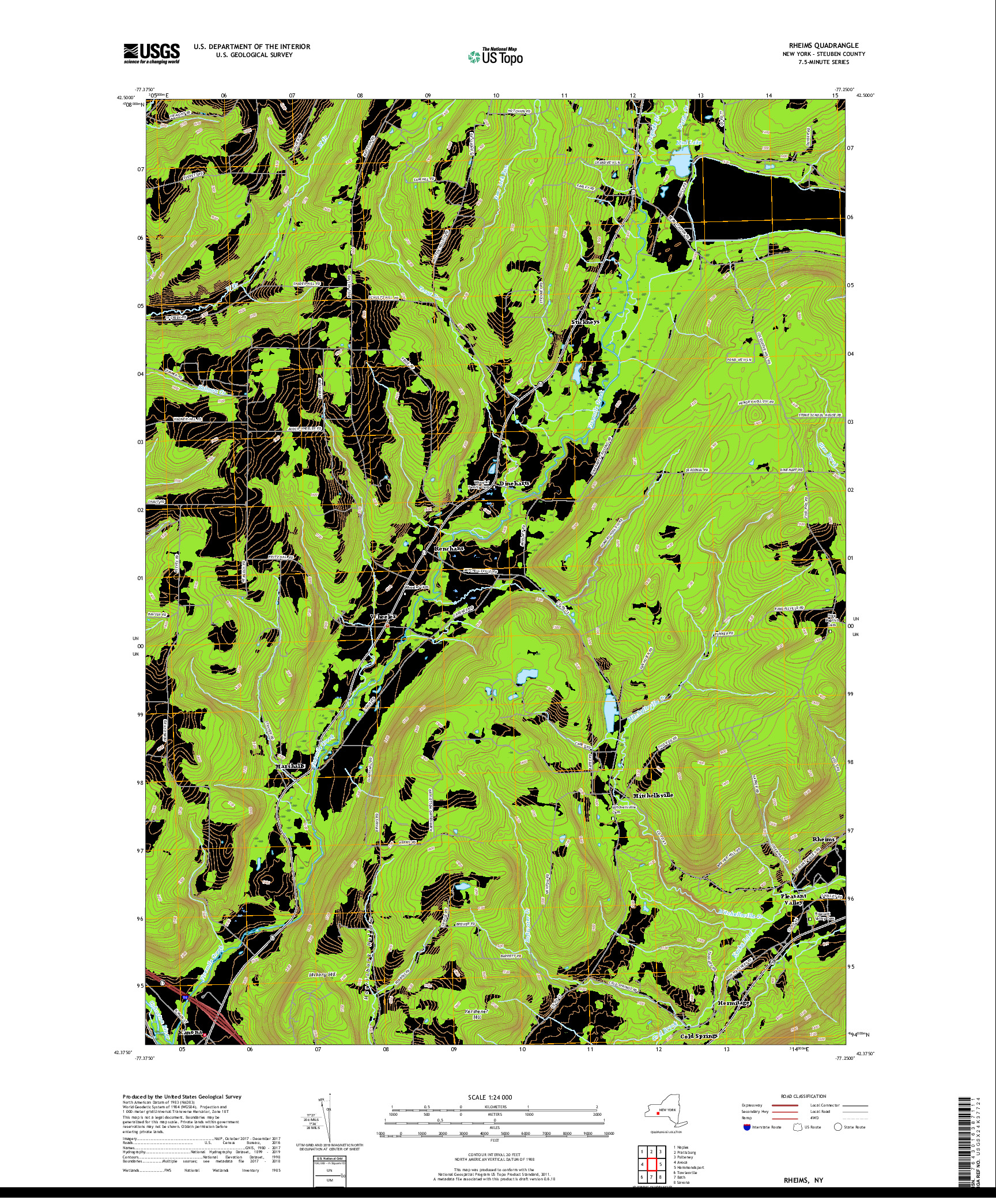 USGS US TOPO 7.5-MINUTE MAP FOR RHEIMS, NY 2019