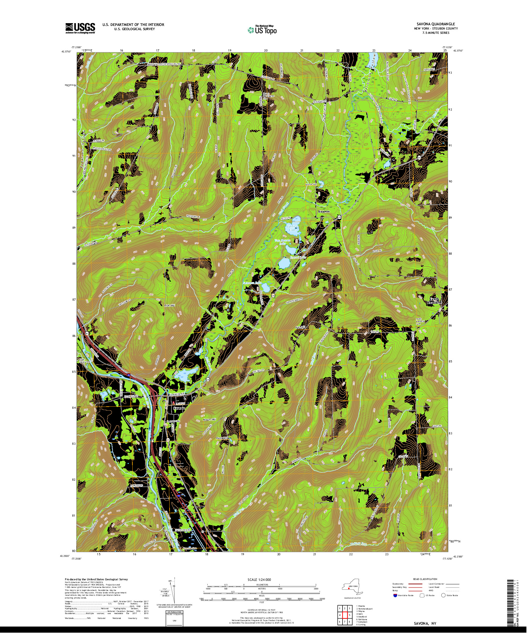 USGS US TOPO 7.5-MINUTE MAP FOR SAVONA, NY 2019