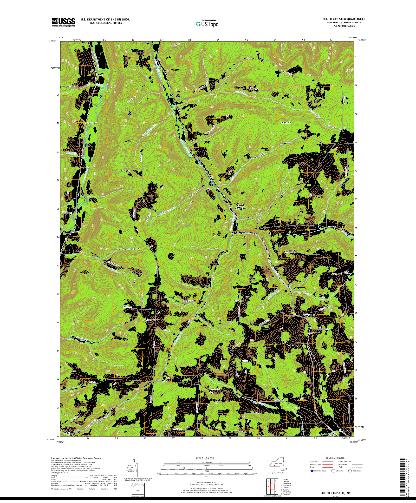 USGS US TOPO 7.5-MINUTE MAP FOR SOUTH CANISTEO, NY 2019