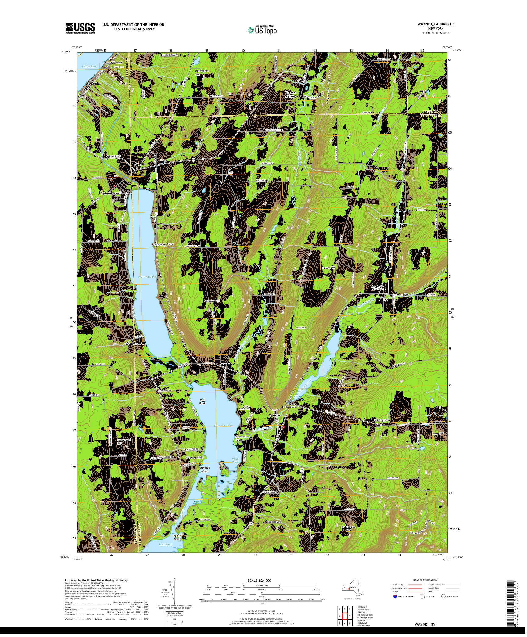 USGS US TOPO 7.5-MINUTE MAP FOR WAYNE, NY 2019