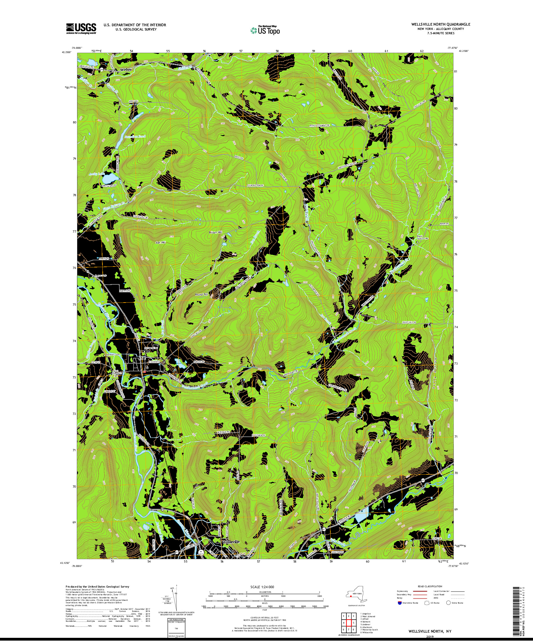 USGS US TOPO 7.5-MINUTE MAP FOR WELLSVILLE NORTH, NY 2019