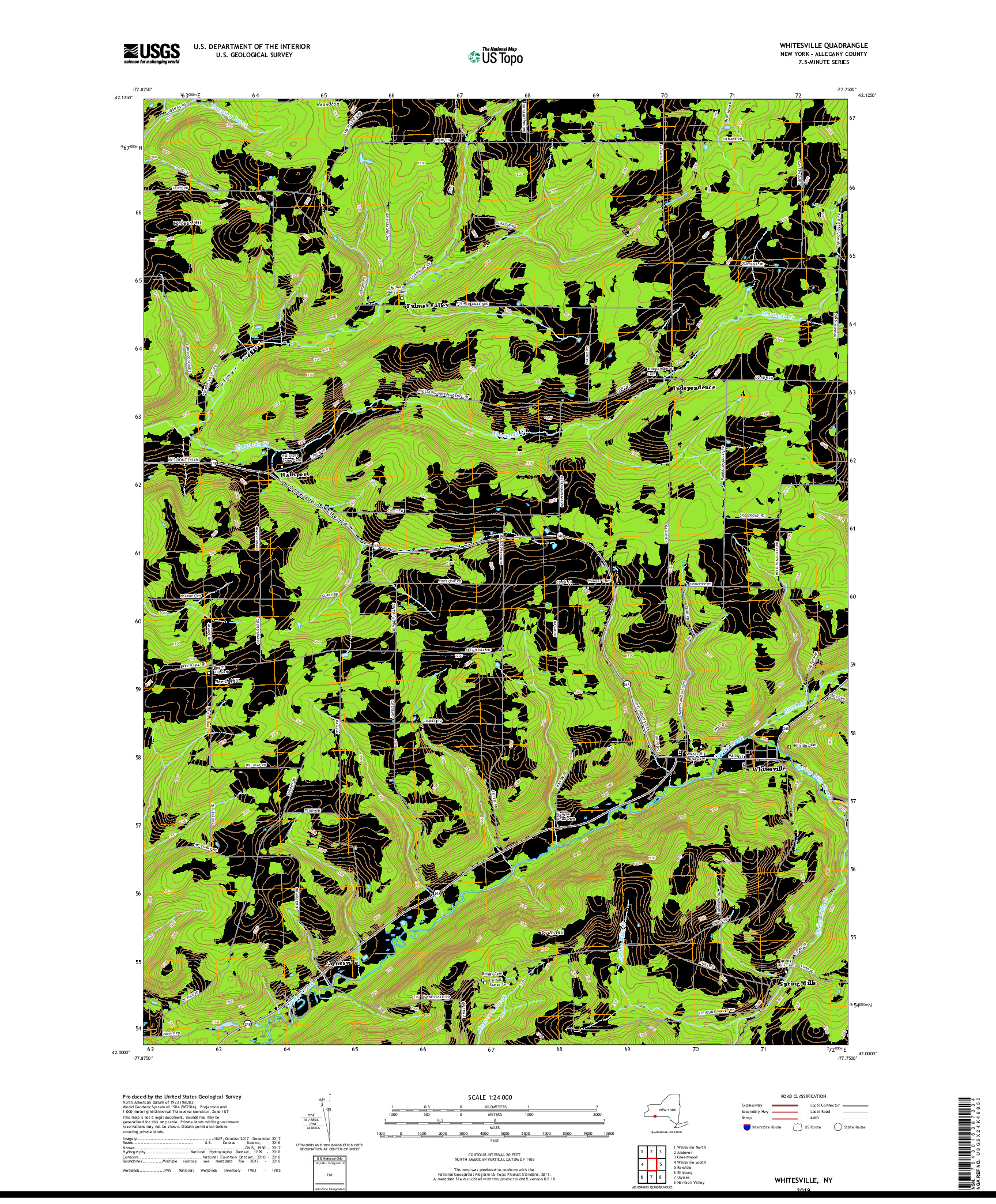 USGS US TOPO 7.5-MINUTE MAP FOR WHITESVILLE, NY 2019