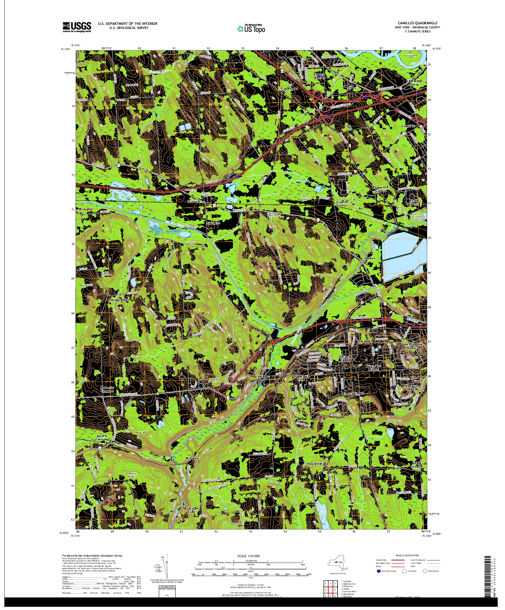 USGS US TOPO 7.5-MINUTE MAP FOR CAMILLUS, NY 2019
