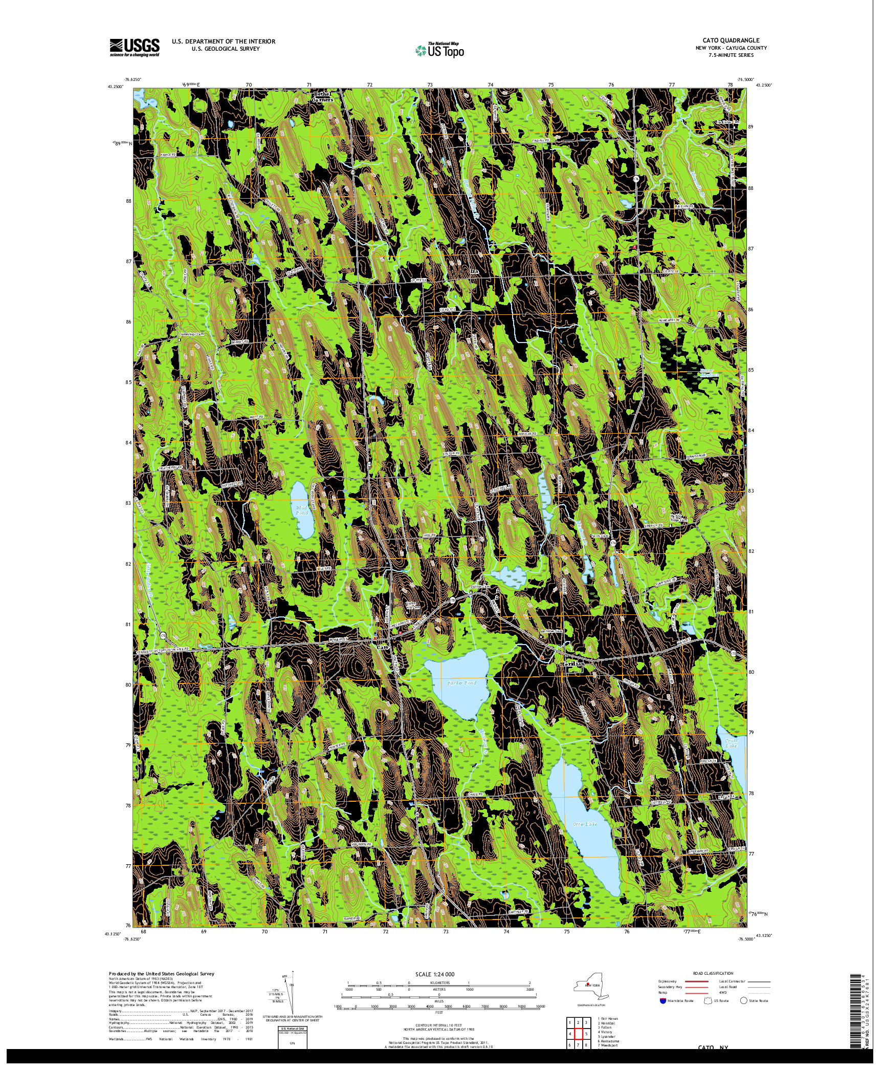 USGS US TOPO 7.5-MINUTE MAP FOR CATO, NY 2019