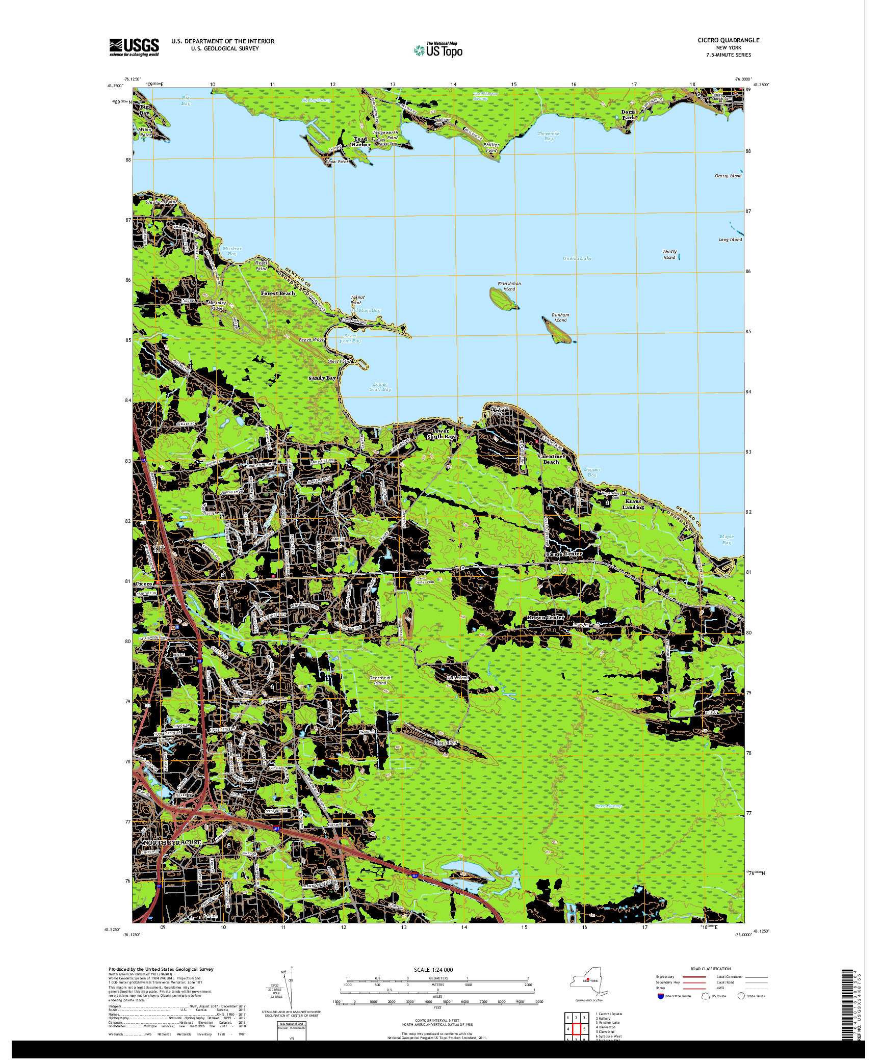 USGS US TOPO 7.5-MINUTE MAP FOR CICERO, NY 2019