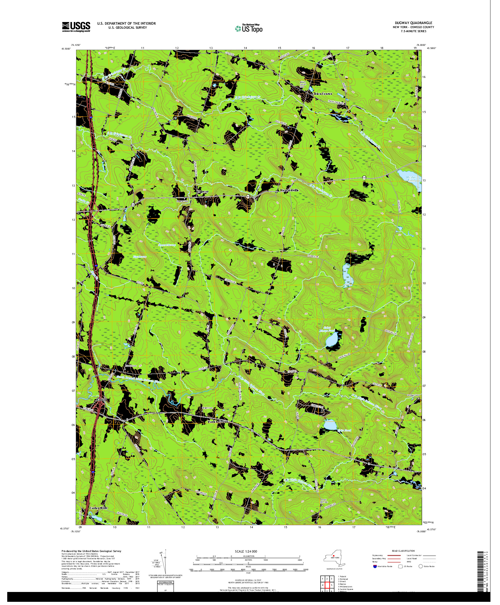 USGS US TOPO 7.5-MINUTE MAP FOR DUGWAY, NY 2019