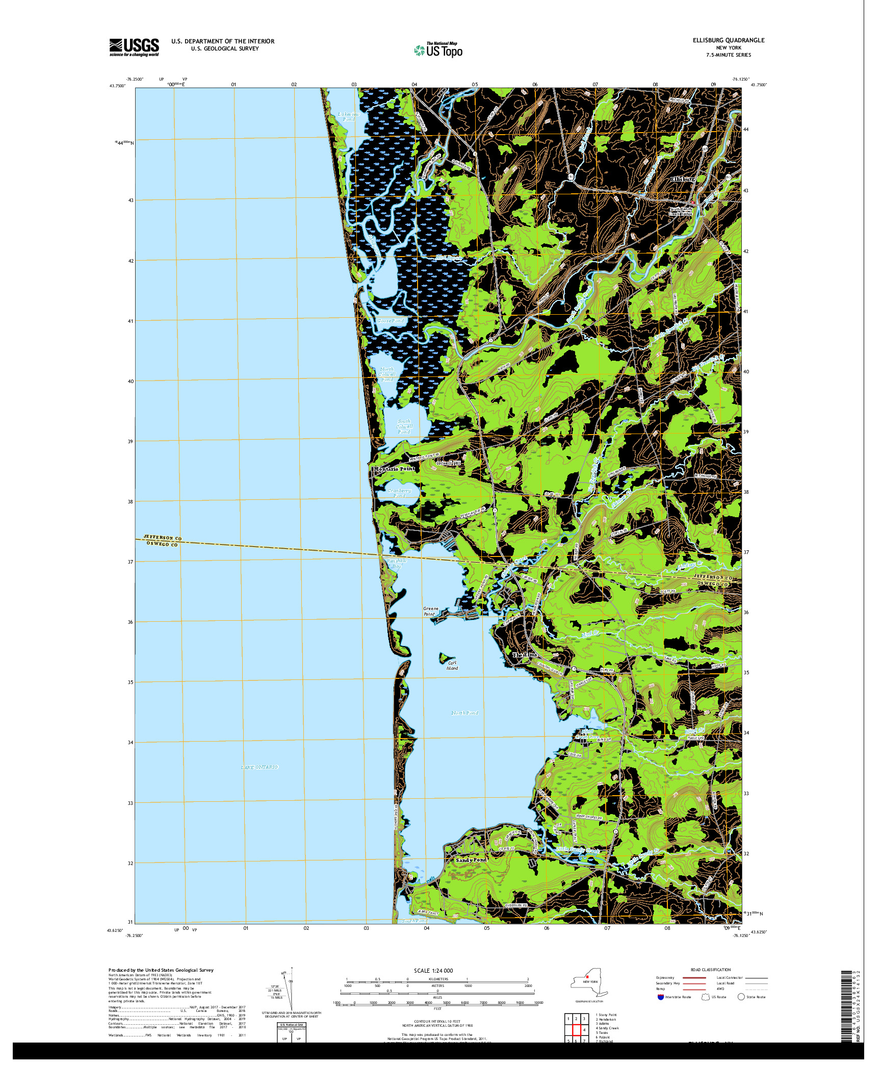 USGS US TOPO 7.5-MINUTE MAP FOR ELLISBURG, NY 2019