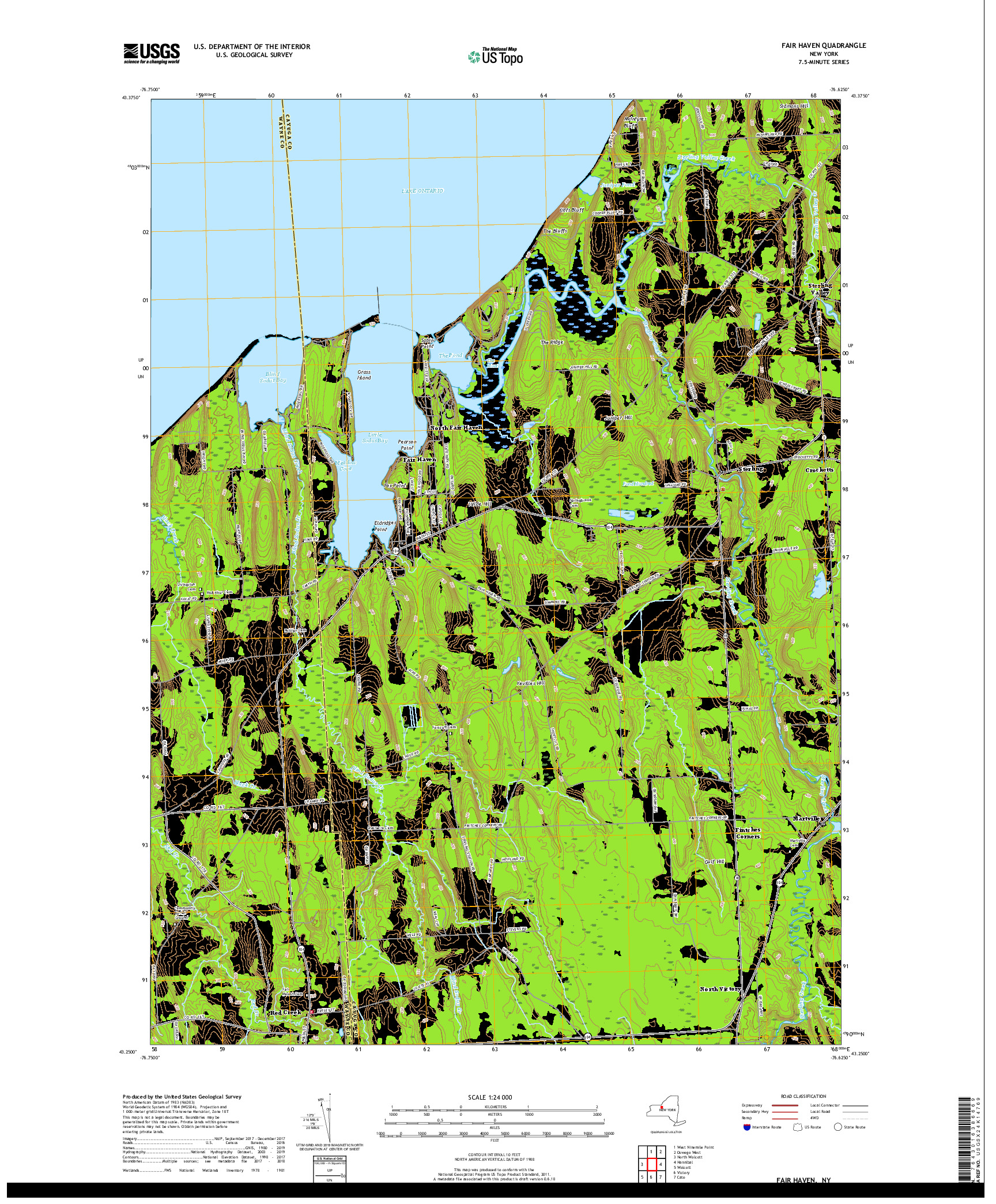 USGS US TOPO 7.5-MINUTE MAP FOR FAIR HAVEN, NY 2019