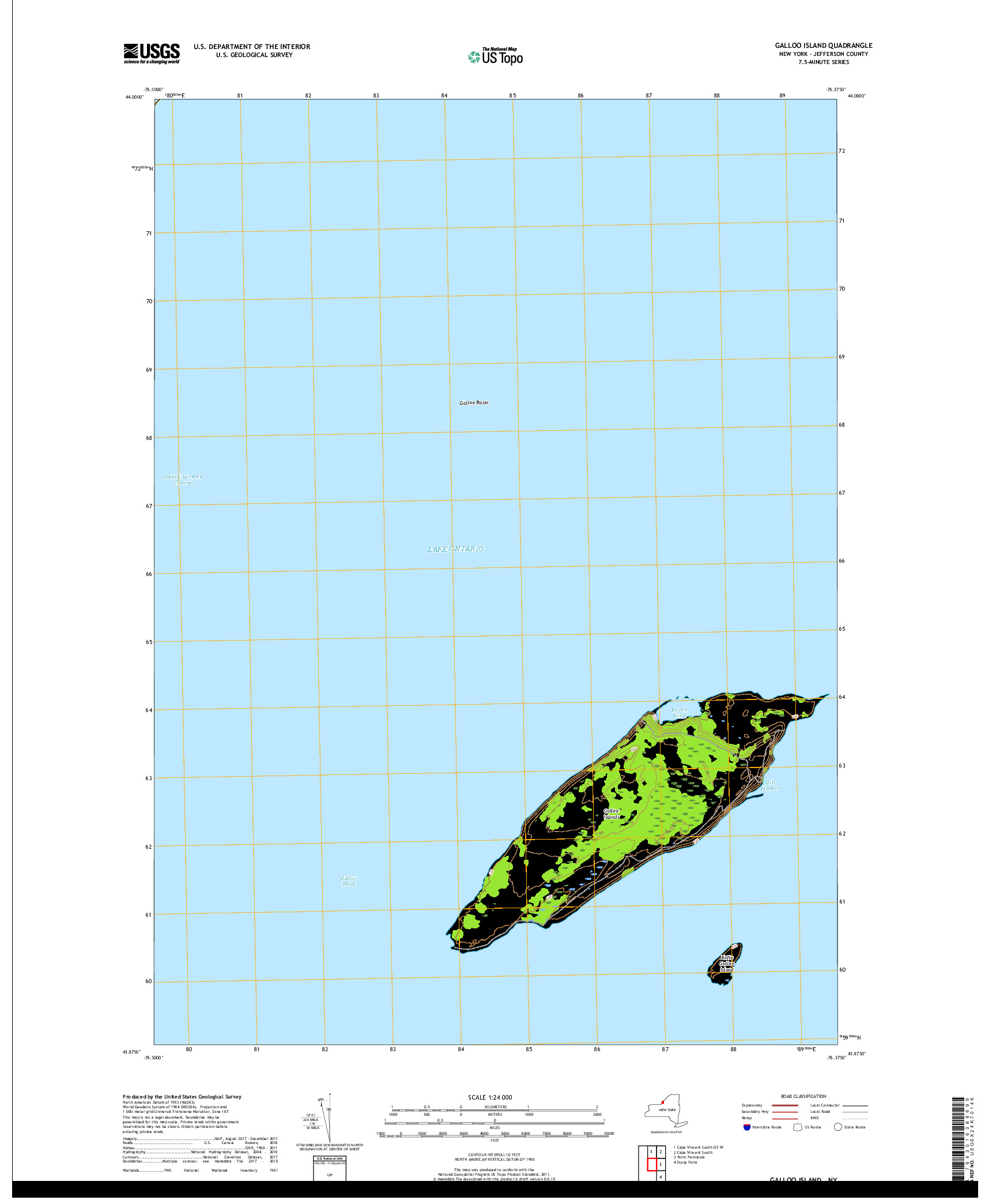USGS US TOPO 7.5-MINUTE MAP FOR GALLOO ISLAND, NY 2019