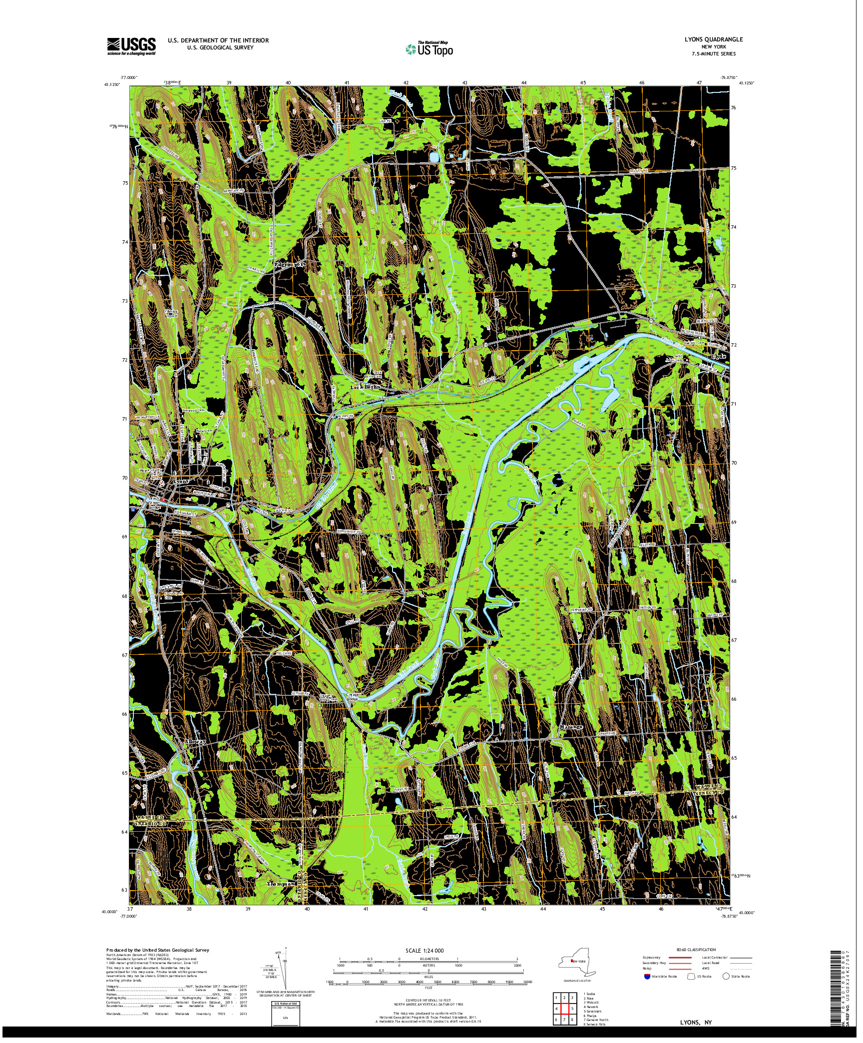 USGS US TOPO 7.5-MINUTE MAP FOR LYONS, NY 2019