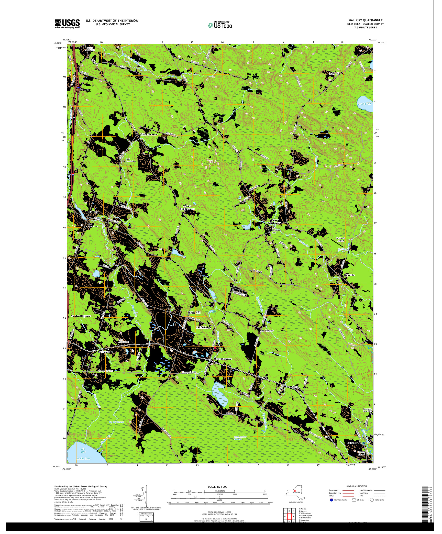 USGS US TOPO 7.5-MINUTE MAP FOR MALLORY, NY 2019